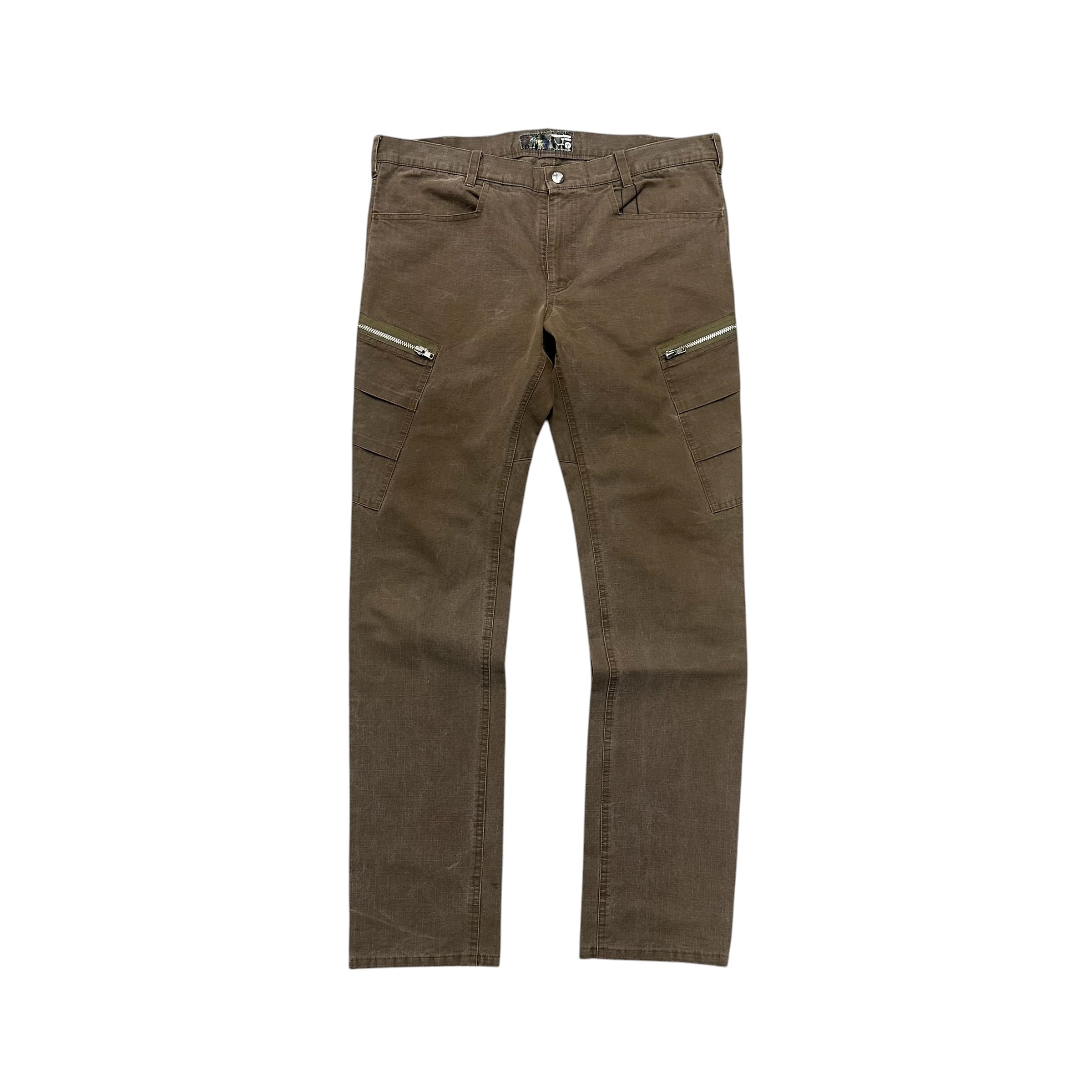 UNDERCOVER BROWN ZIPPER PANTS.