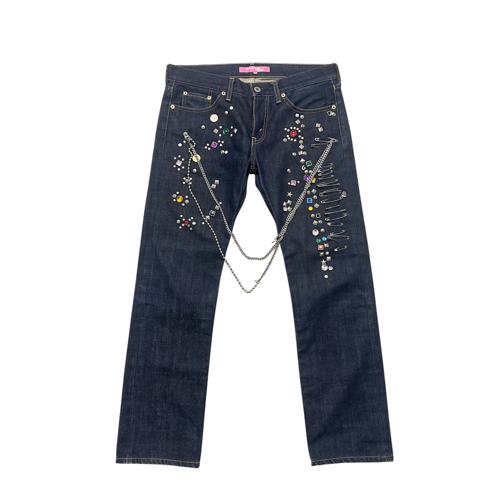 JUNYA WATANABE AW02 GEM STUDDED JEANS.