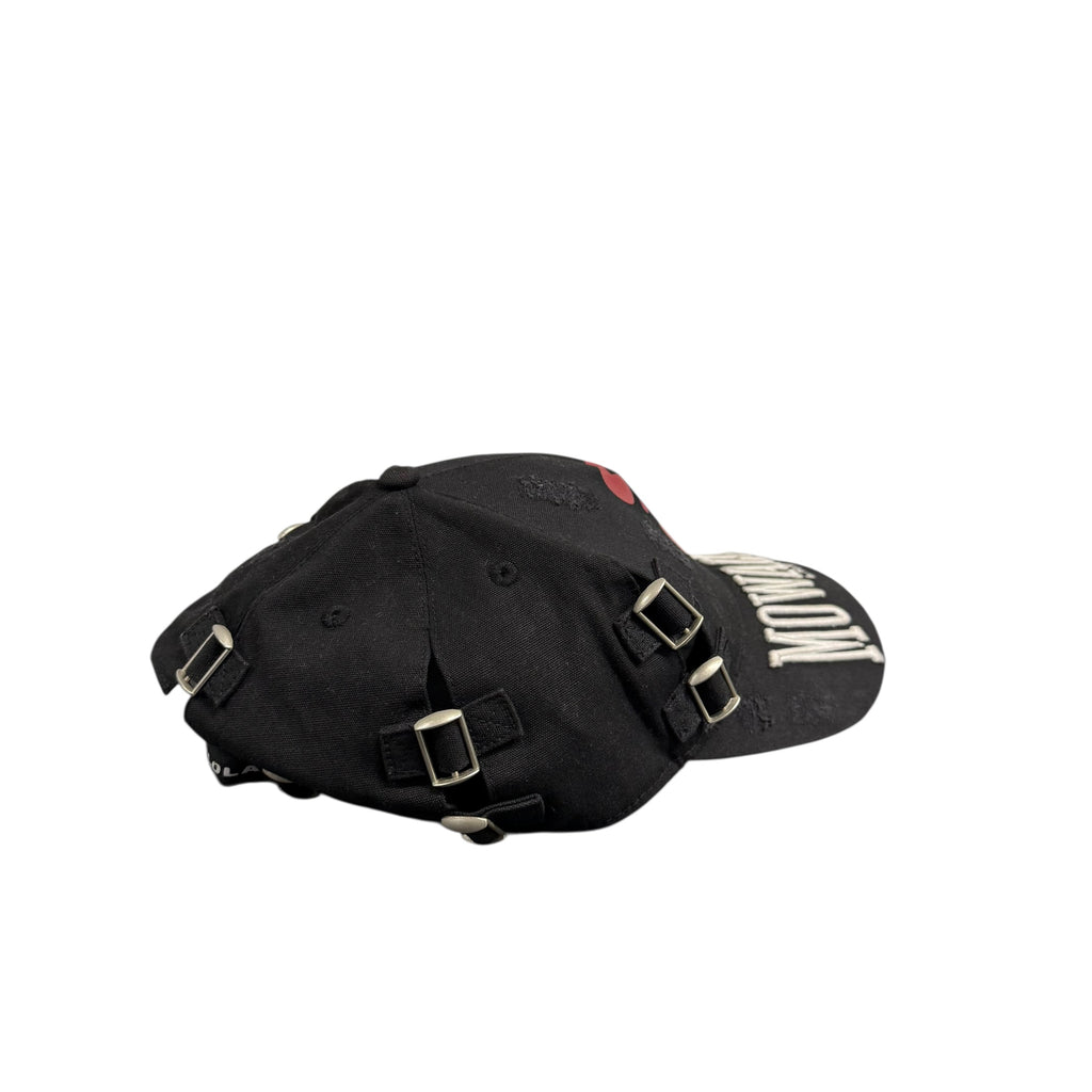 MOWALOLA BLACK DENIM LOGO HAT.