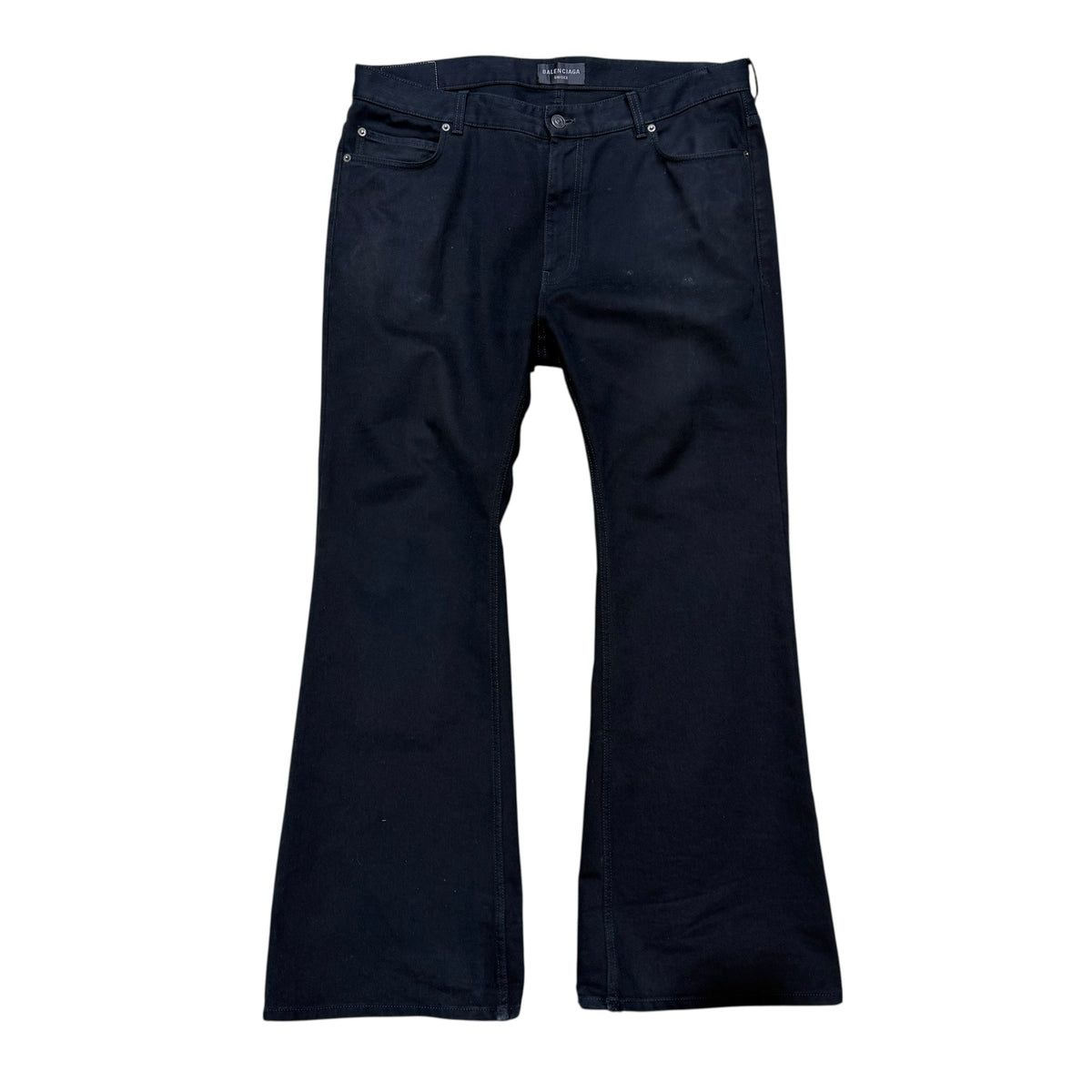 BALENCIAGA BLACK FLARED DENIMS.