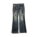 TORNADO MART DISTRESSED LEATHER DENIM.