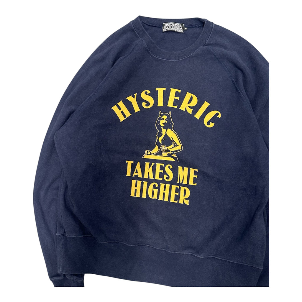 HYSTERIC GLAMOUR "TAKES ME HIGHER" NAVY SWEATER.