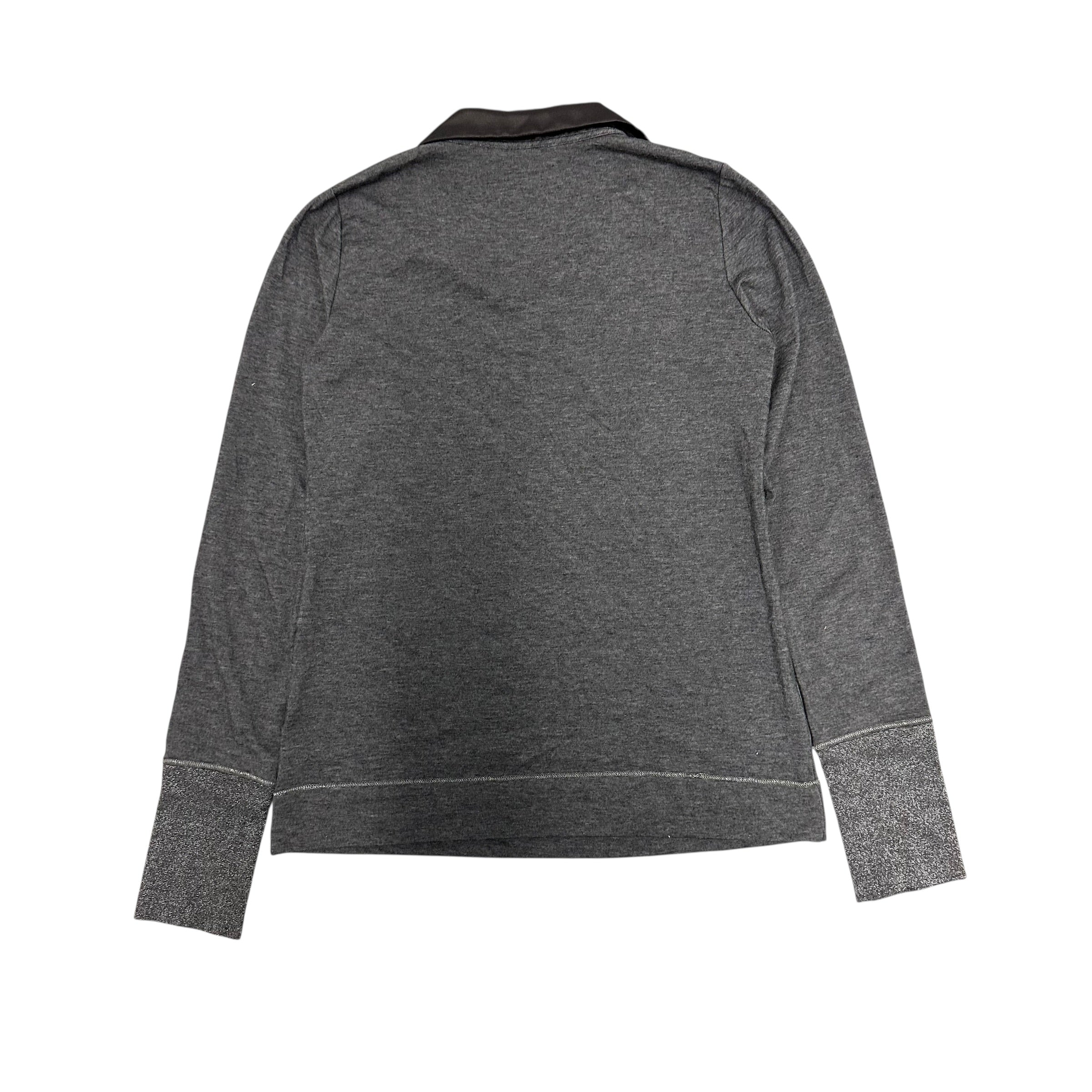 BALMAIN PATCH SATIN COLLAR POLO LONGSLEEVE.