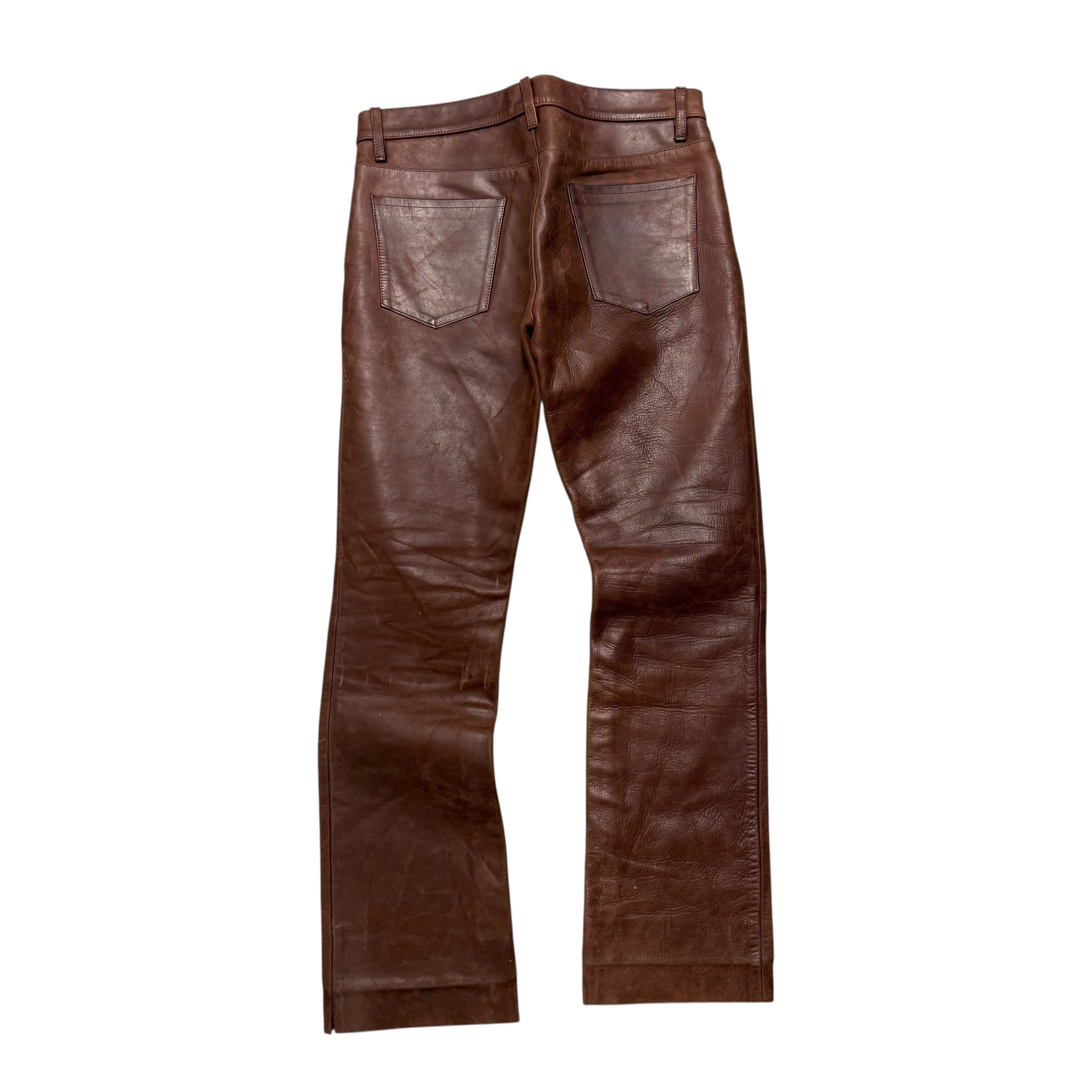 VINTAGE BROWN HORSE LEATHER PANTS.