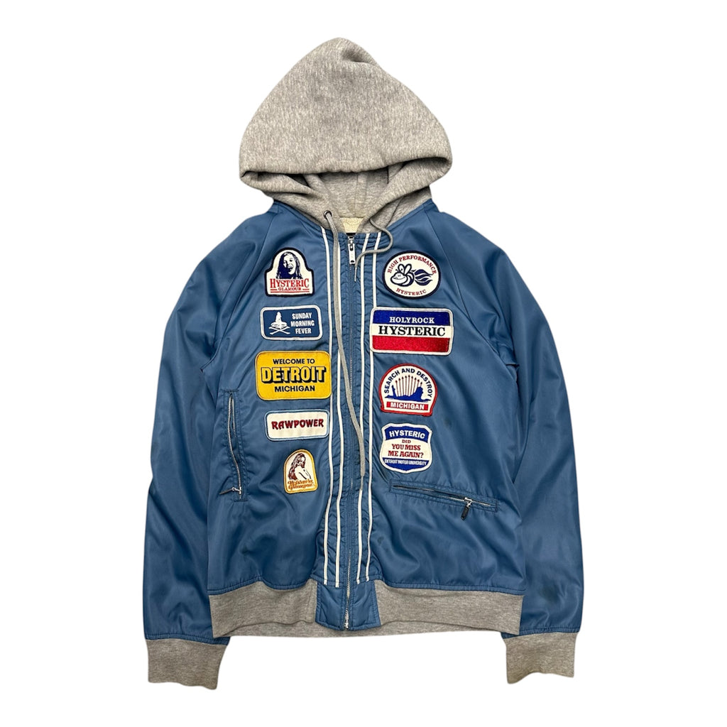 HYSTERIC GLAMOUR PATCH WORK NYLON ZIP UP JACKET.