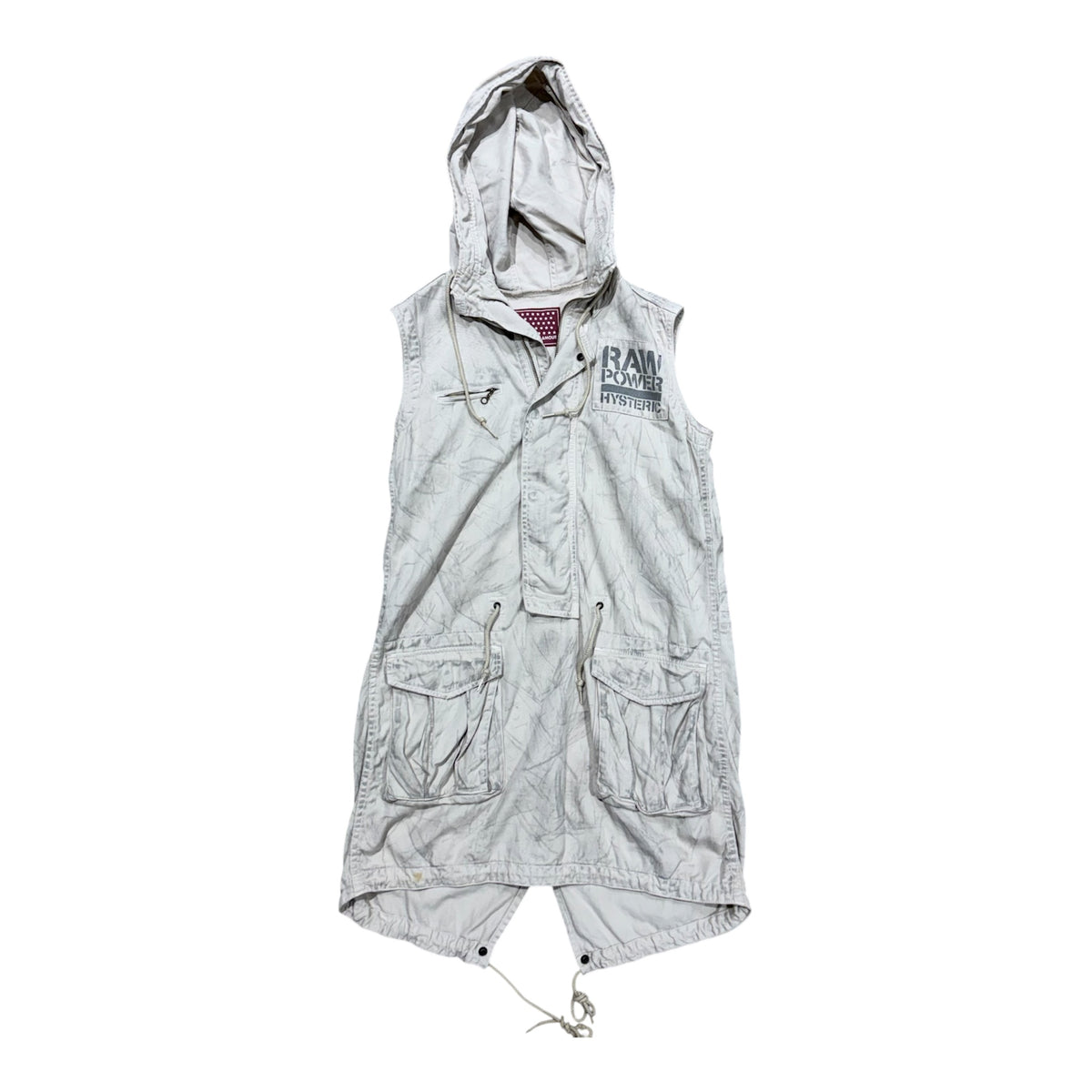 HYSTERIC GLAMOUR LONG TAN ZIP UP VEST.