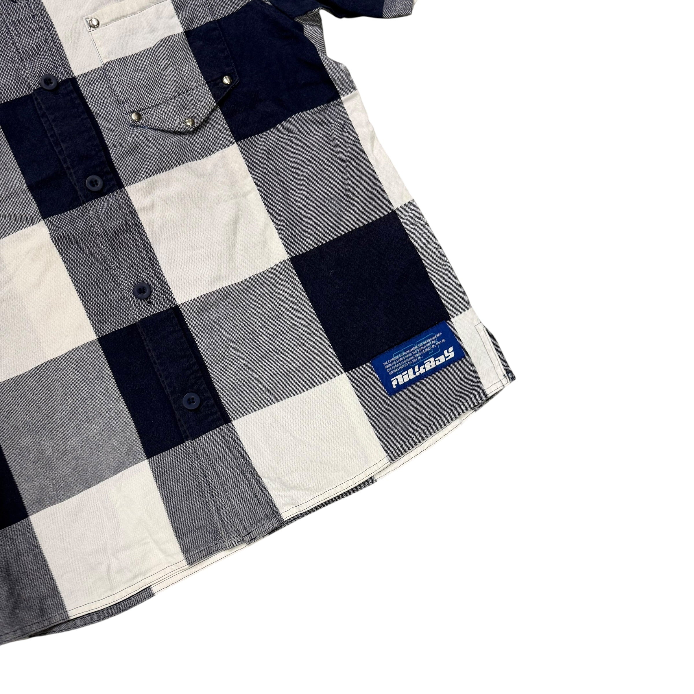MILKBOY PLAID BUTTON UP SHIRT.