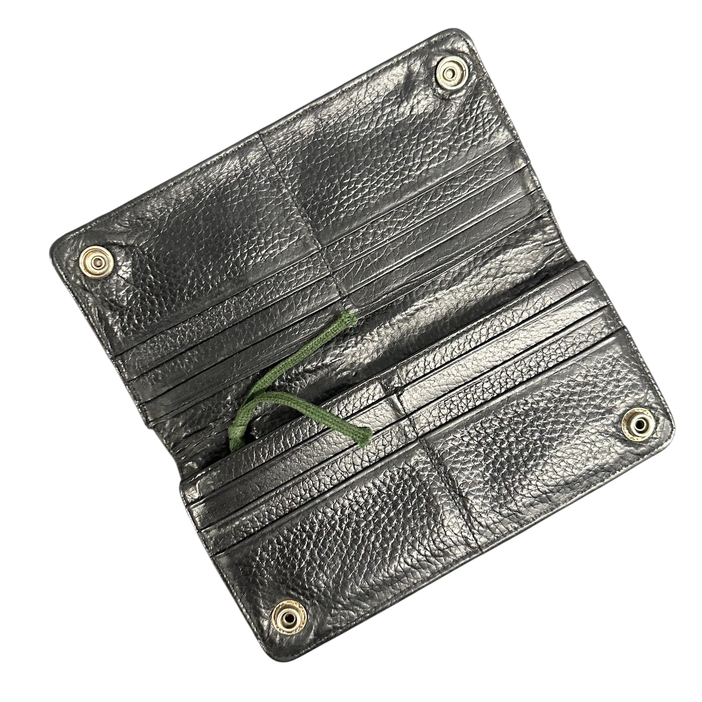 ROEN FULL LEATHER SKULL EMBROIDERED WALLET.