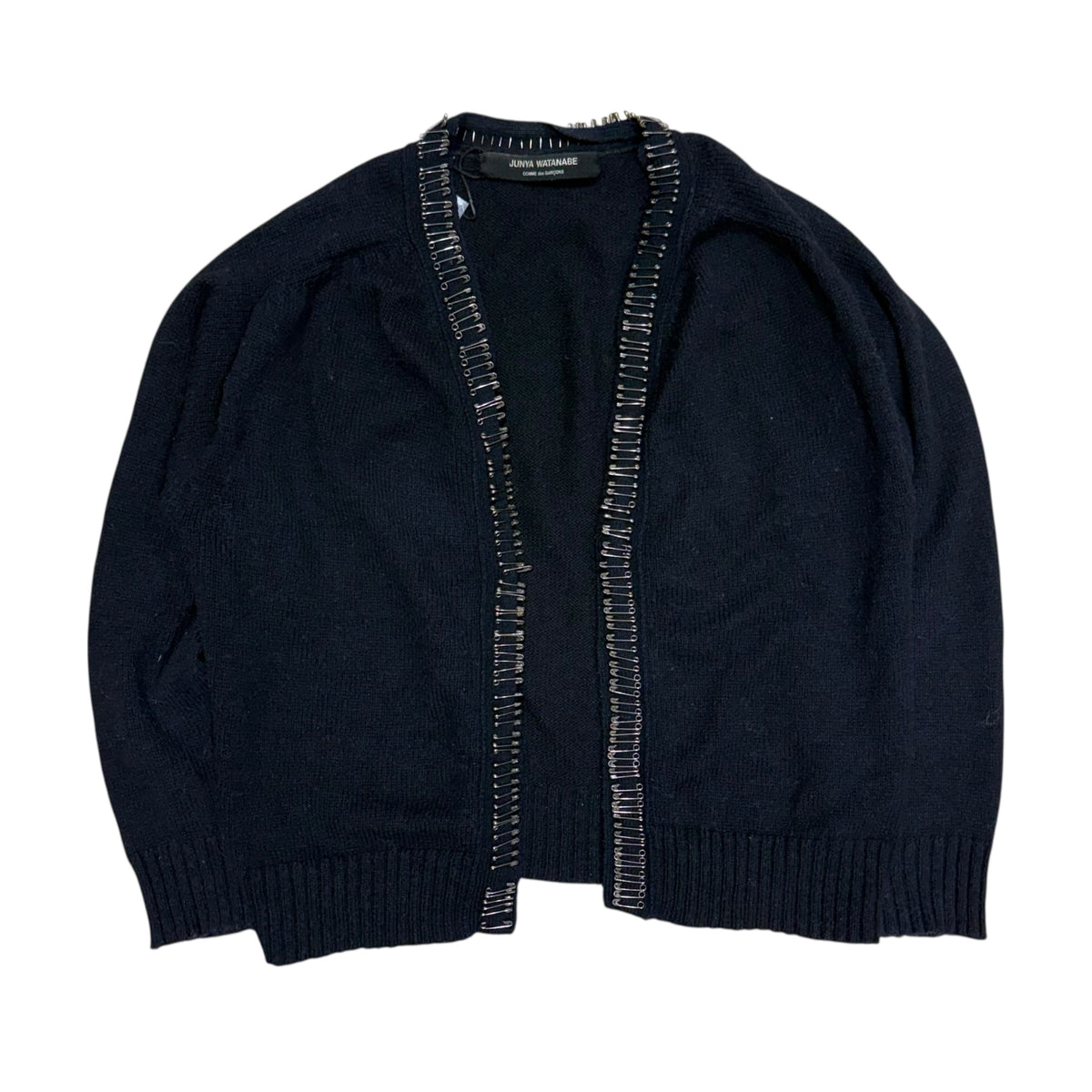 JUNYA WATANABE/COMME DES GARÇONS SAFETY PIN CARDIGAN.
