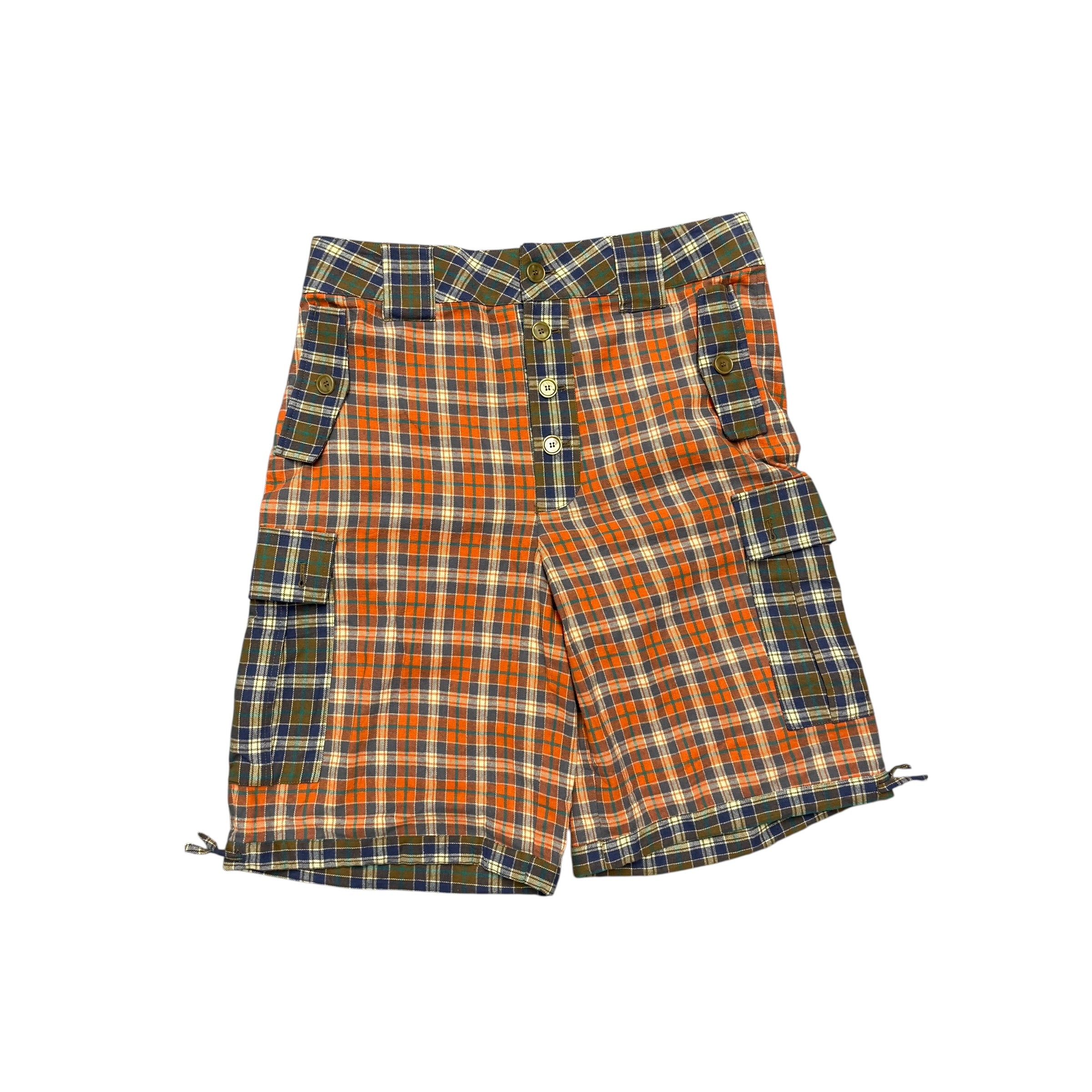 ARIS TALALOVICH PLAID ORANGE & BROWN SHORTS.