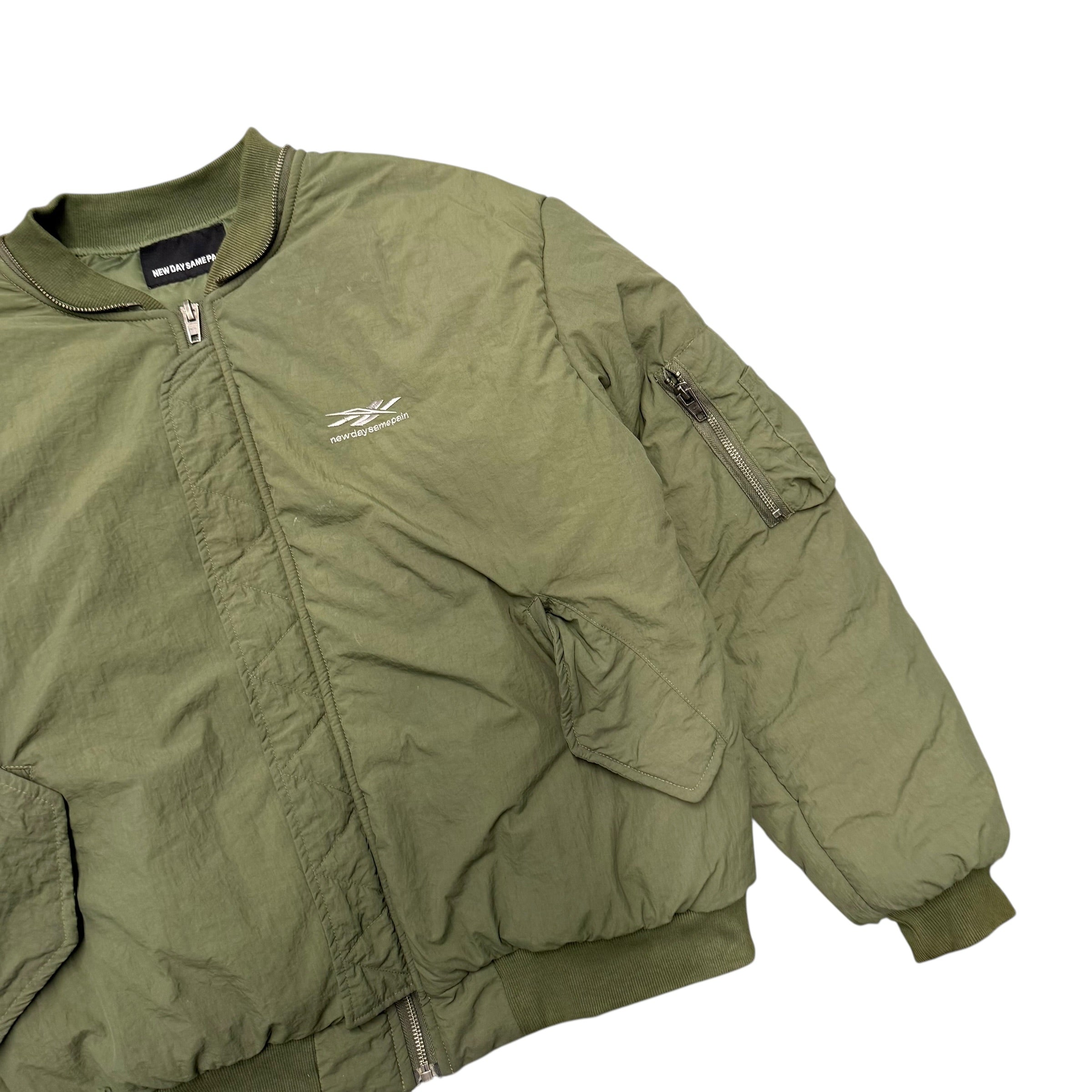 NEW DAY SAME PAIN GREEN BOMBER JACKET.
