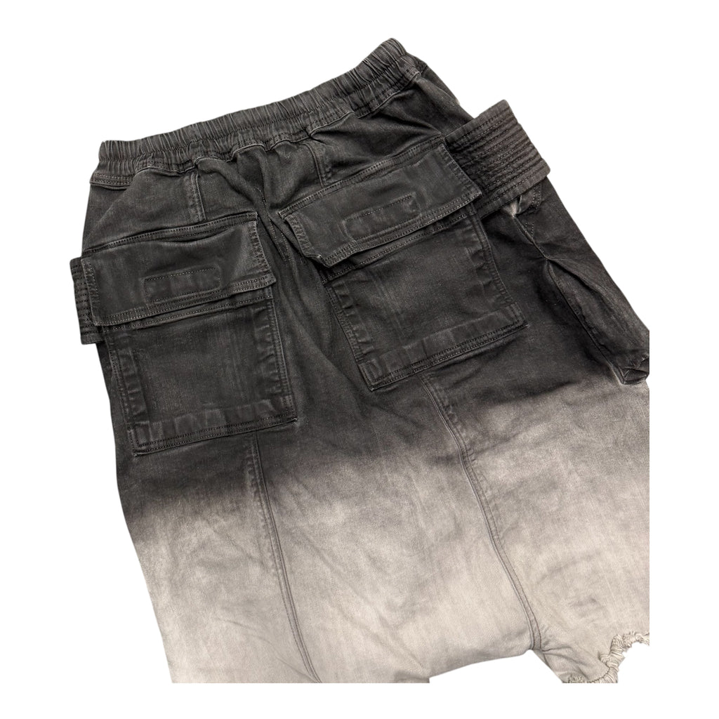 RICK OWENS GRADIENT DOUBLE-LOOP SHORTS.
