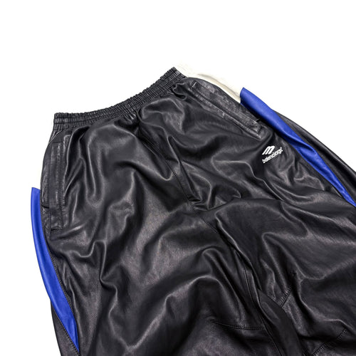 BALENCIAGA 3B ICON LEATHER TRACKSUIT PANTS.