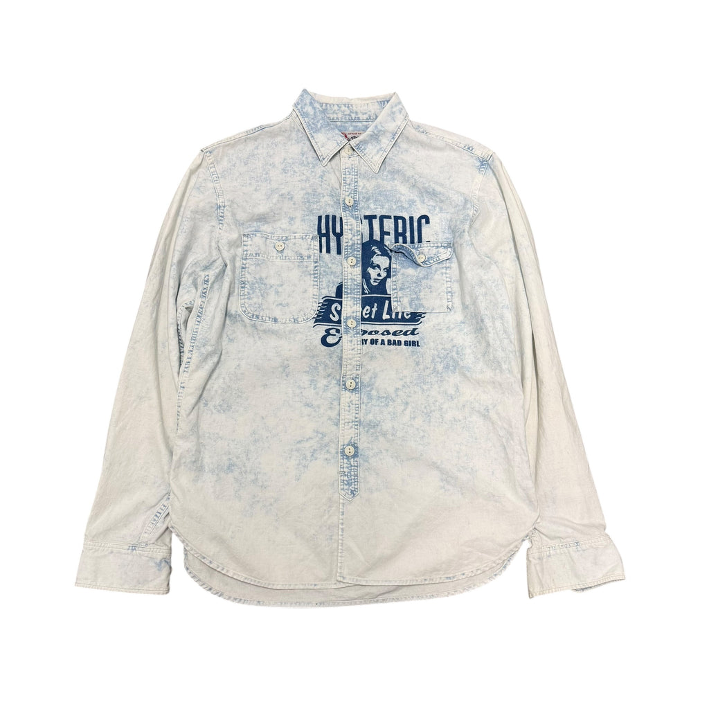 HYSTERIC GLAMOUR “SWEET LIFE” BLEACHED BUTTON UP.