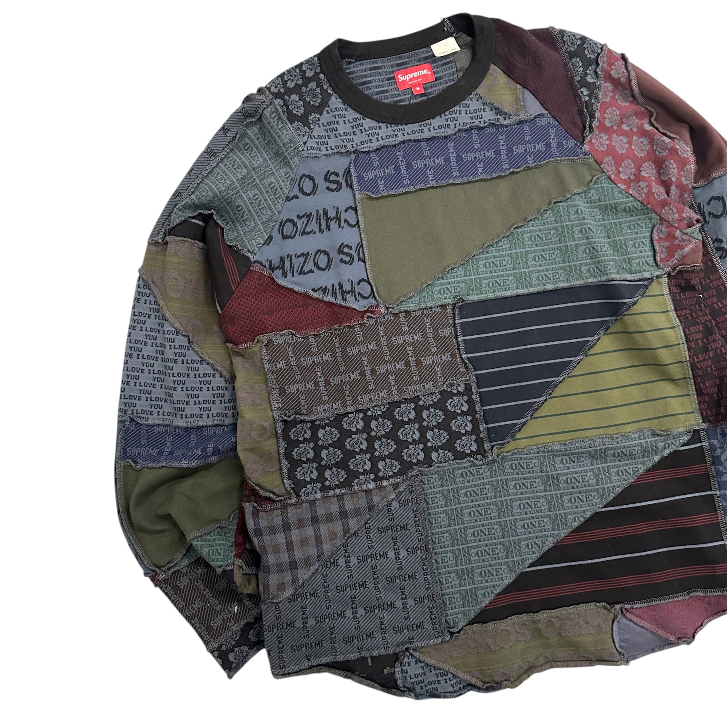 SUPREME SS23 PATCHWORK LONGSLEEVE SHIRT.