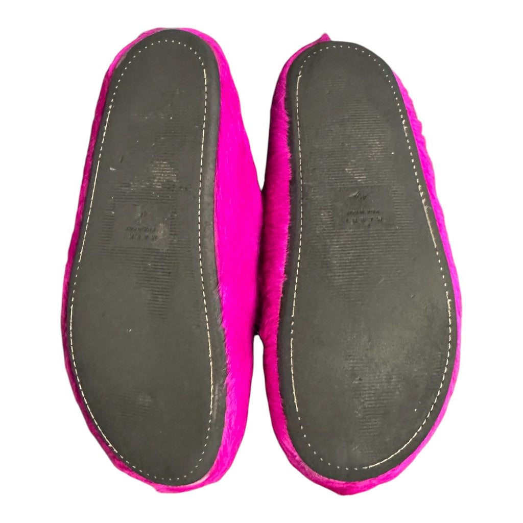 MARNI BRIGHT PINK MOHAIR MULES.