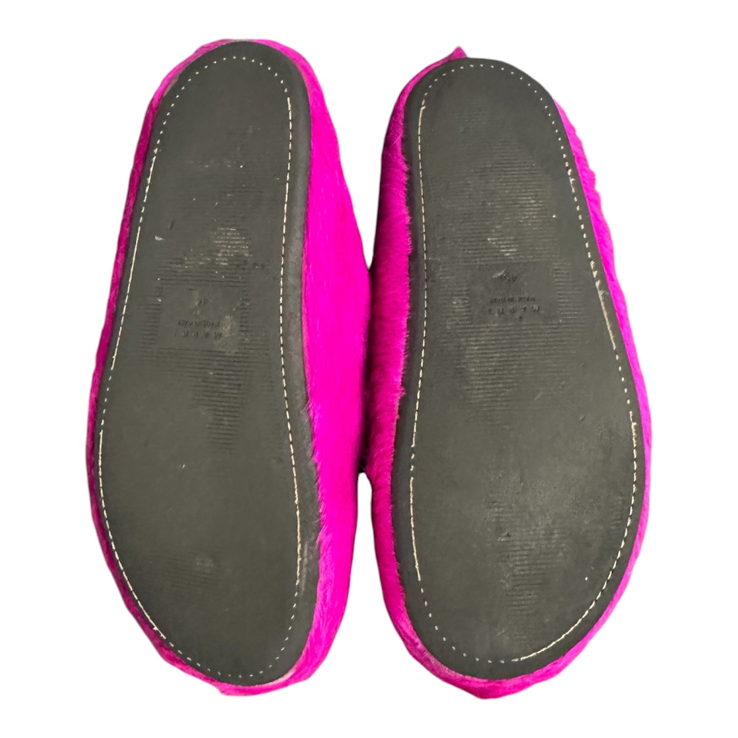 MARNI BRIGHT PINK MOHAIR MULES.