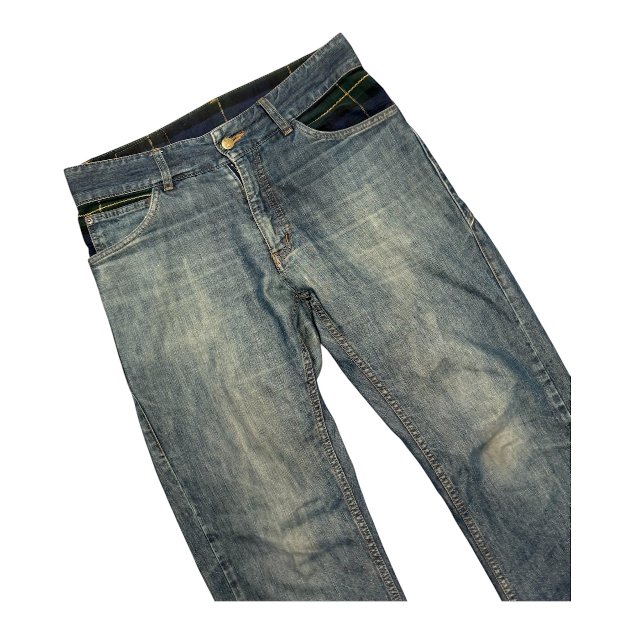 FINAL HOME PLAID DENIM PANTS.