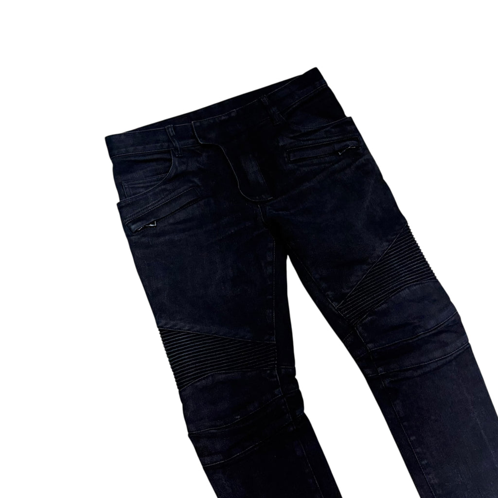 BALMAIN BIKER DENIM BLACK