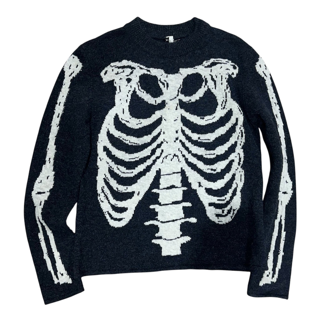 SAINT LAURENT PARIS SKELETON WOOL-KNIT SWEATER.