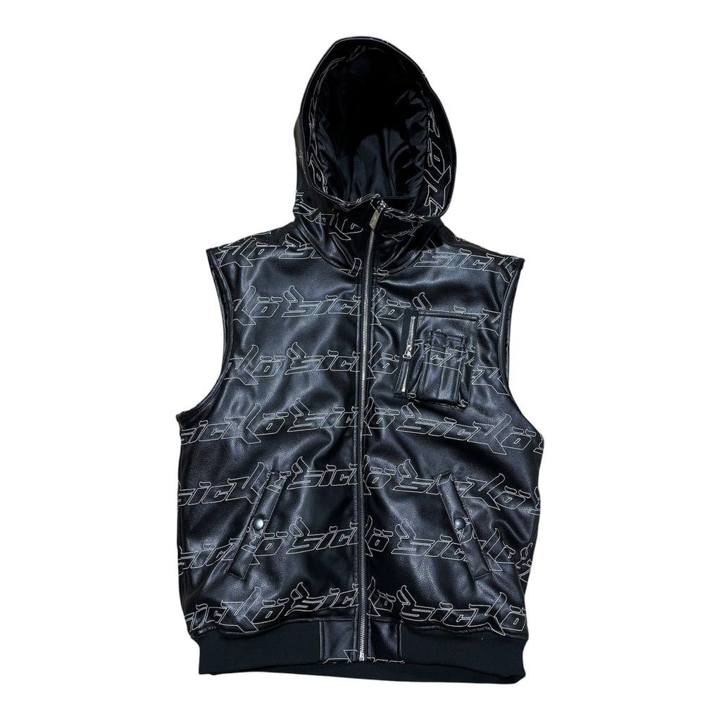SICKÖ AOP LEATHER ZIP-UP VEST.