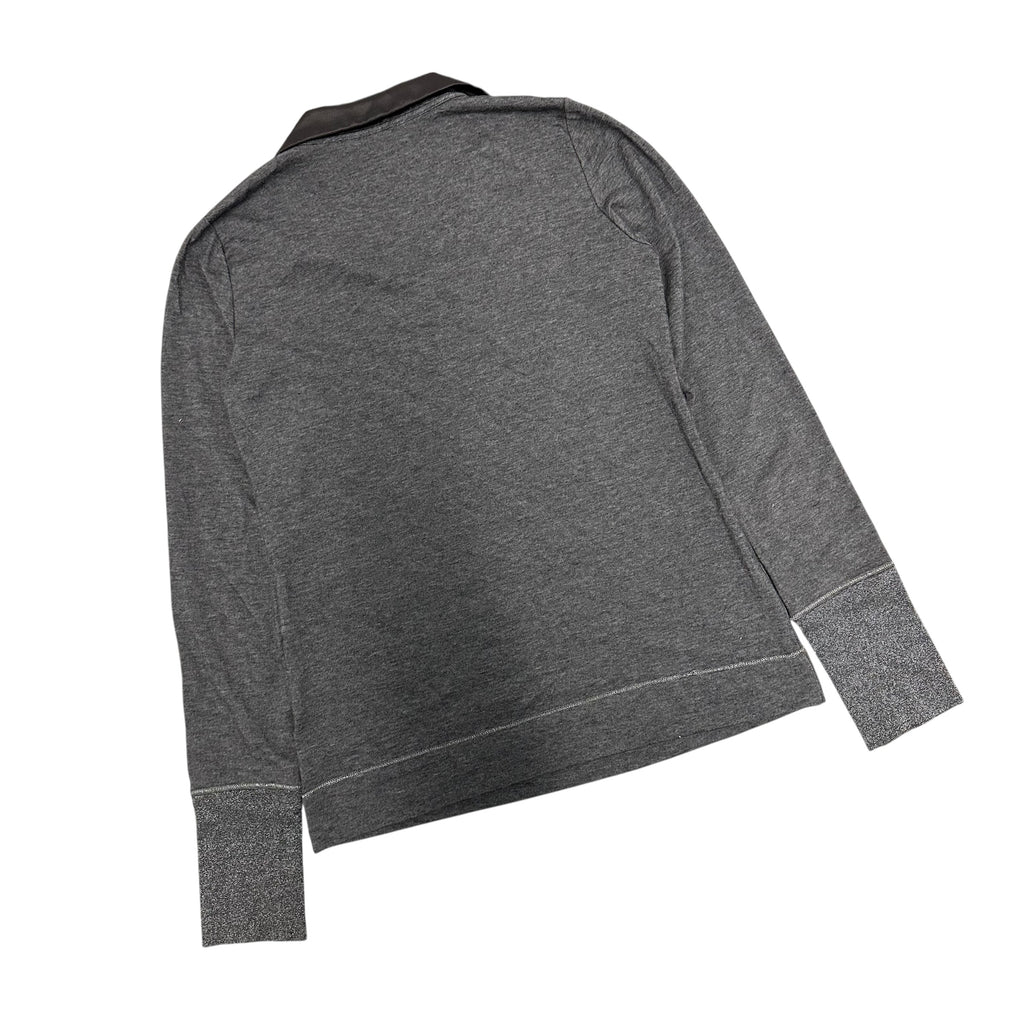BALMAIN PATCH SATIN COLLAR POLO LONGSLEEVE.