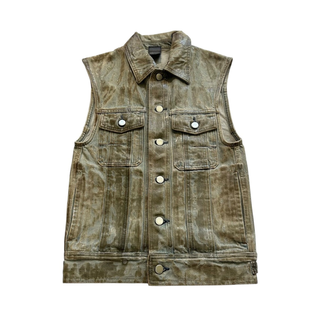 DIOR SS04 “STRIP” WAXED BLEU CLAIRE VEST.