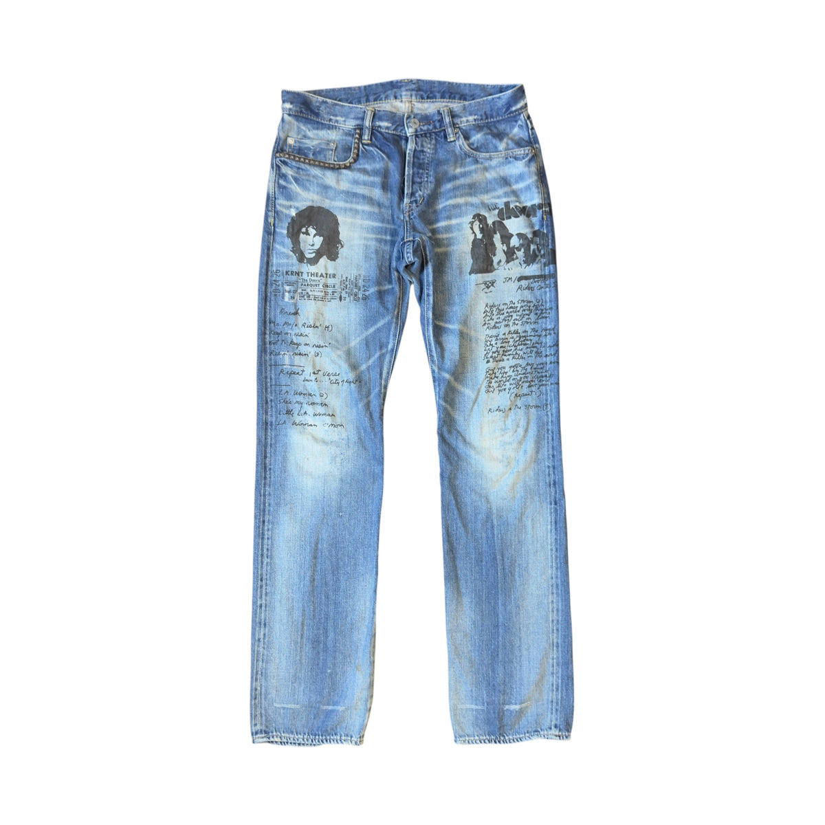 HYSTERIC GLAMOUR “THE DOORS” STUDDED DENIM PANTS.