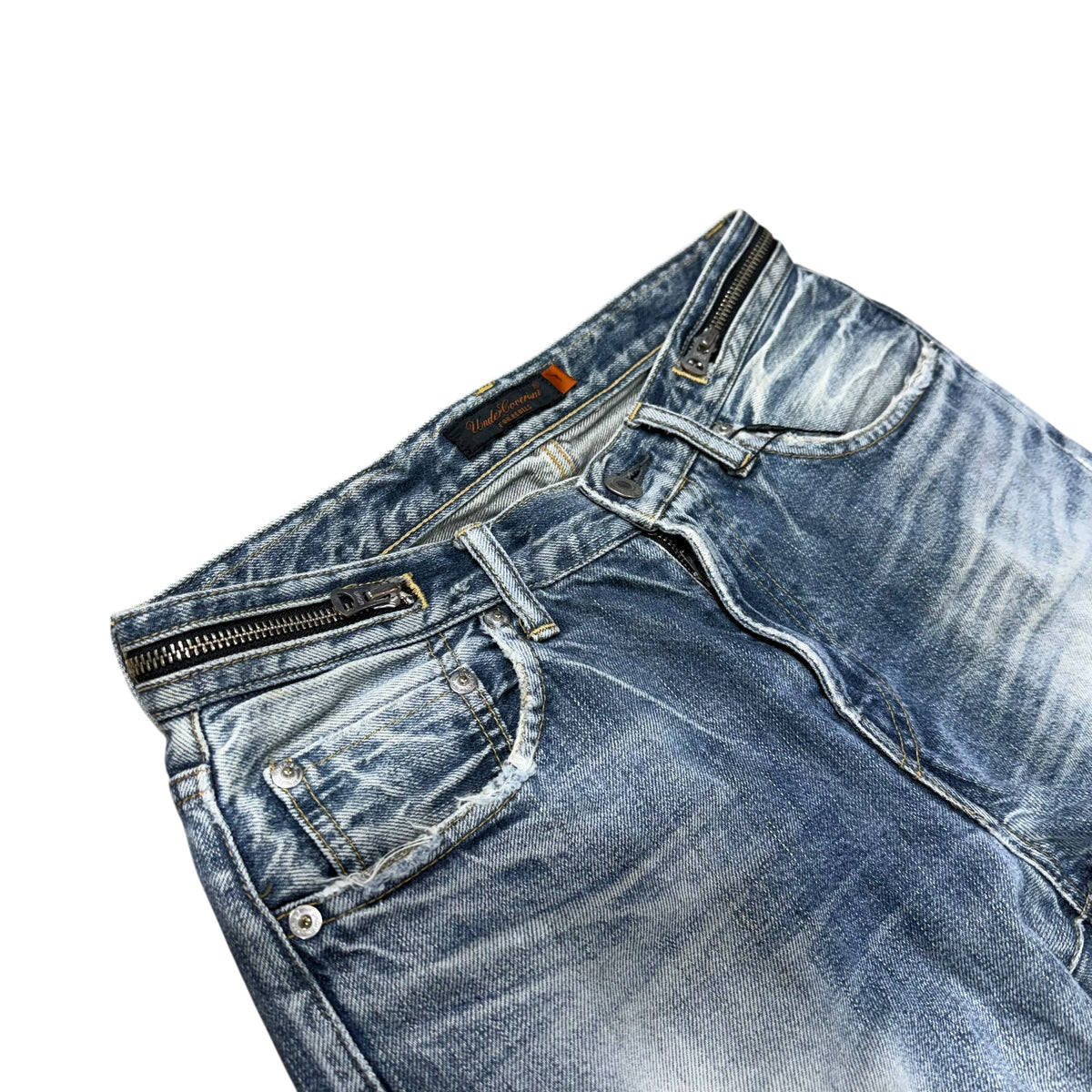 UNDERCOVER 07 CHAOS PURPLE ZIPPER DENIM.