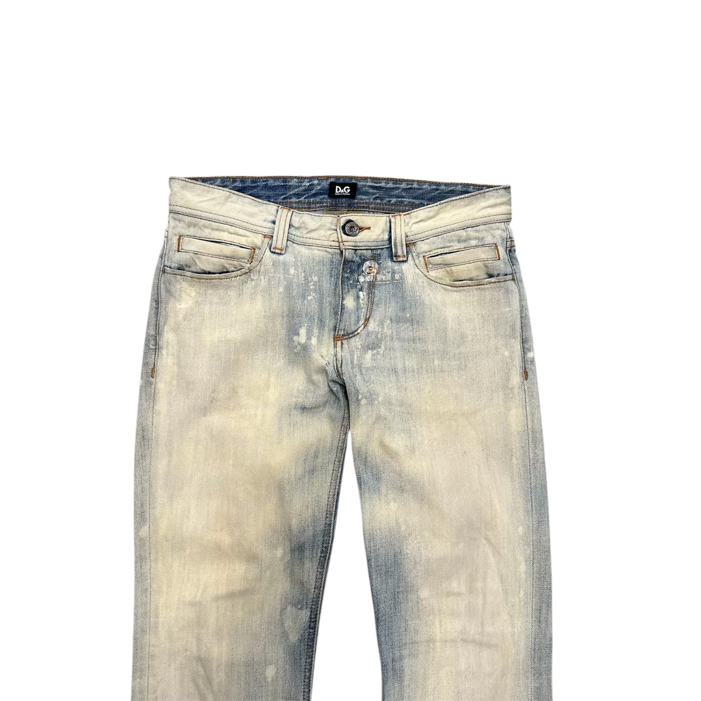DOLCE & GABBANA FADED BLEACHED BLUE DENIMS.