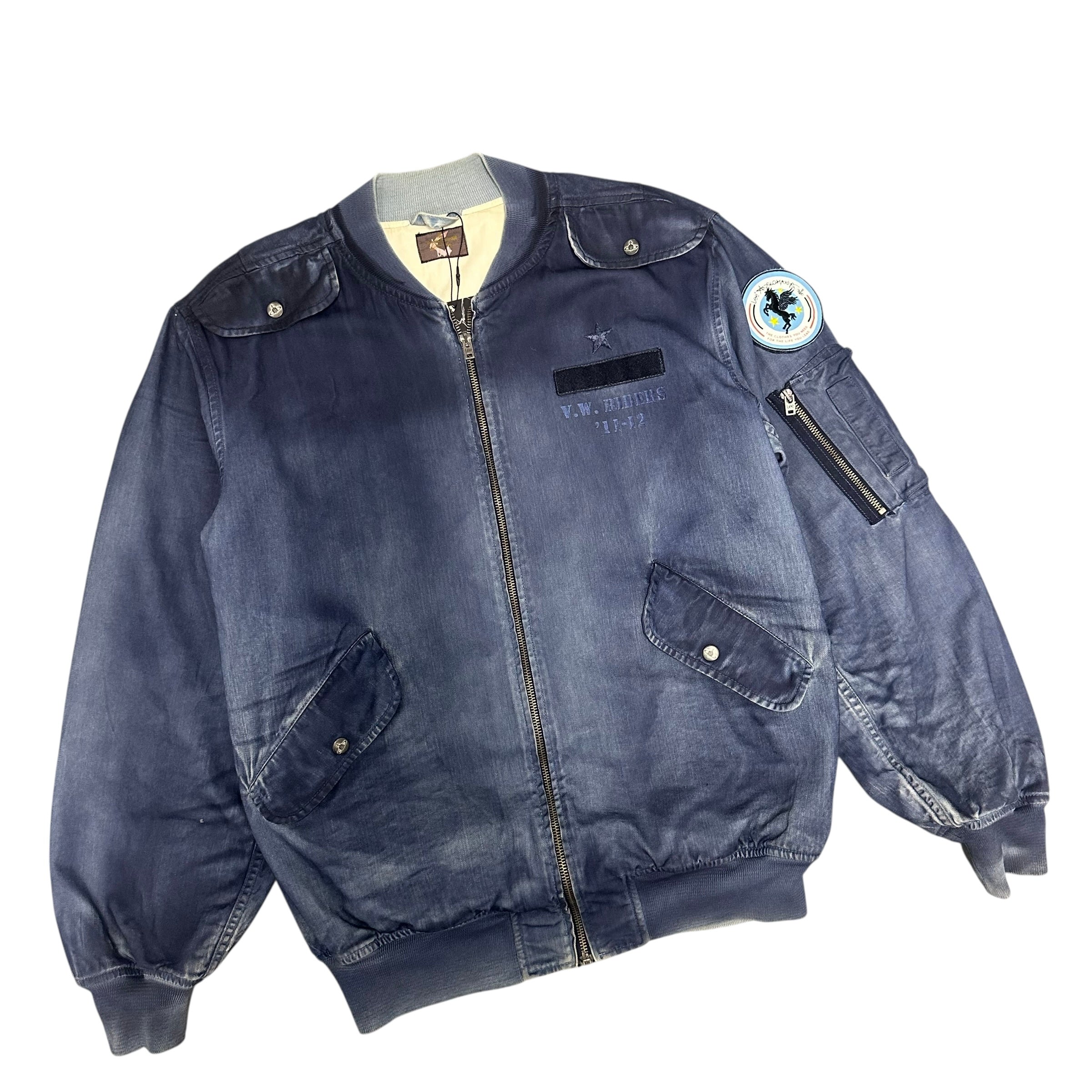 VIVIENNE WESTWOOD DENIM FLIGHT JACKET.