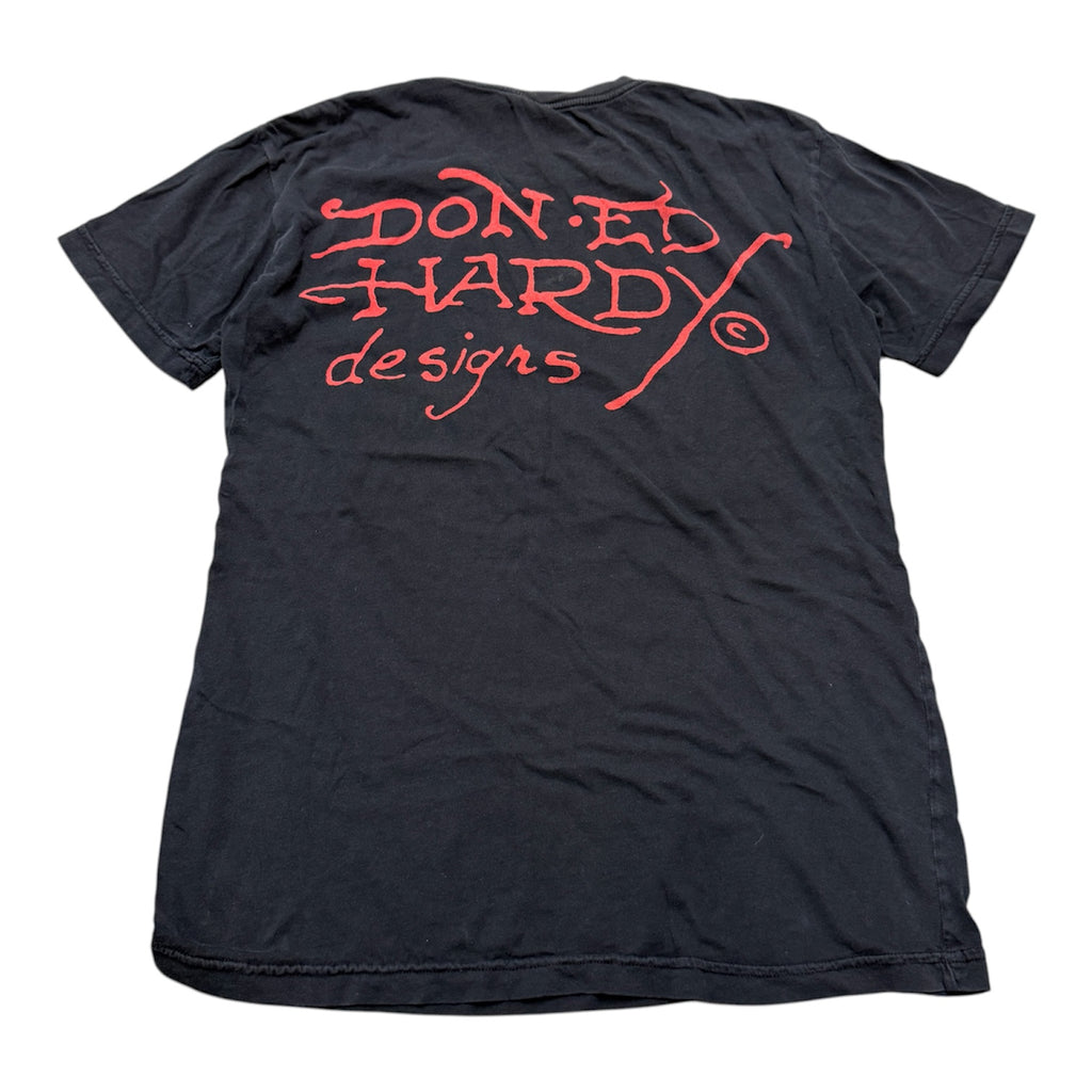 ED HARDY BLACK HAWK LOGO SHIRT.