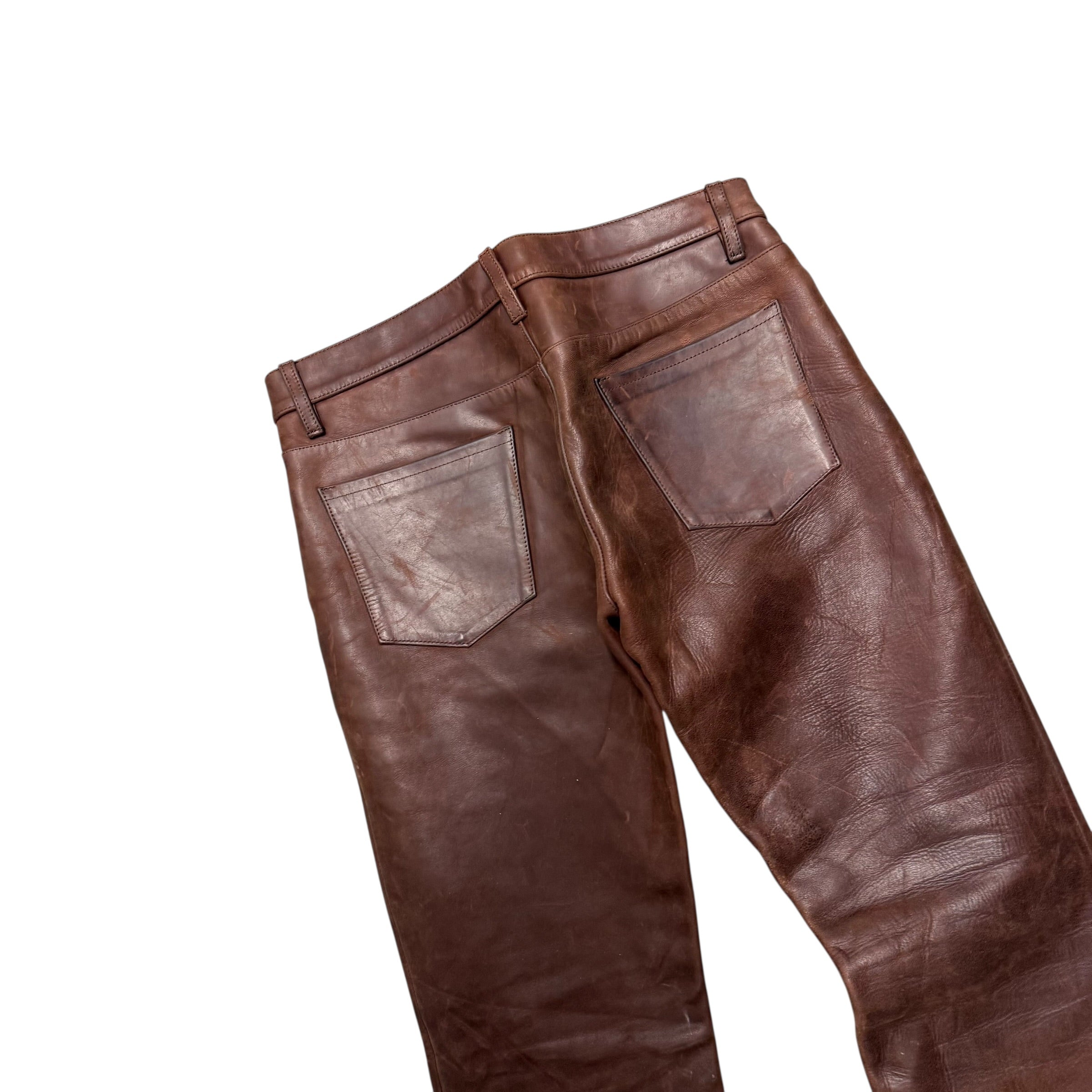 VINTAGE BROWN HORSE LEATHER PANTS.