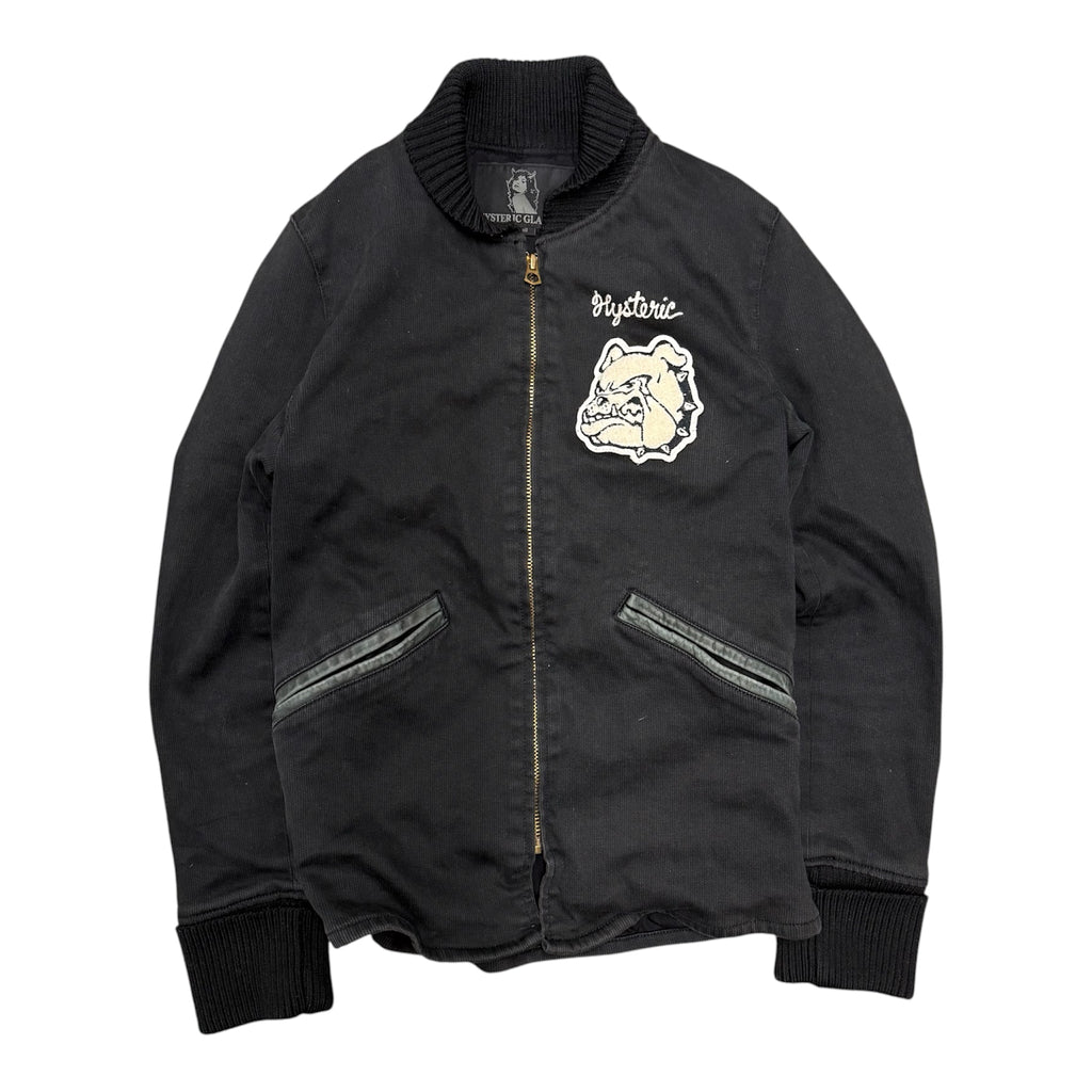 HYSTERIC GLAMOUR BULLDOG ZIP UP VARSITY JACKET.