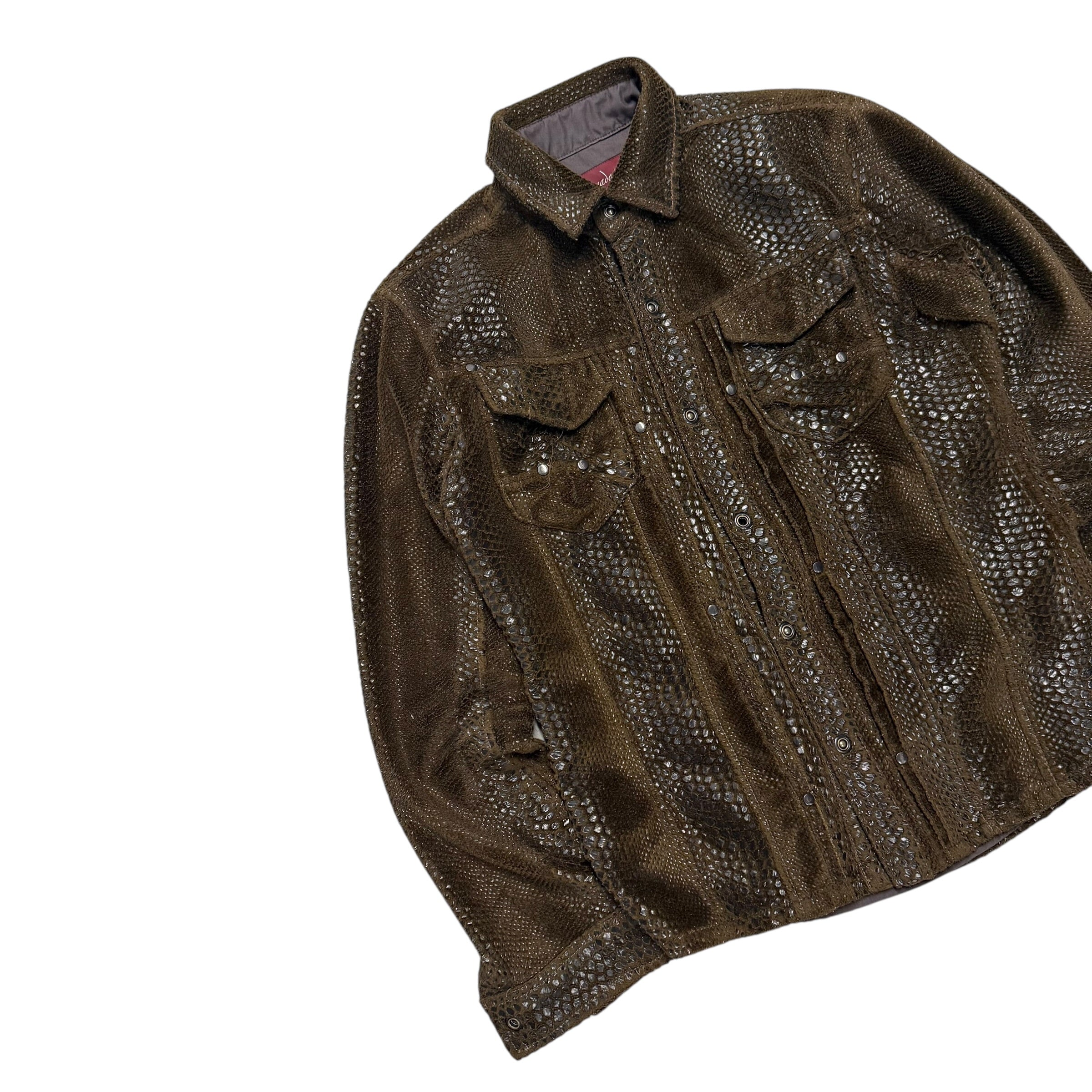 TORNADO MART SNAKESKIN BUTTON UP SHIRT.