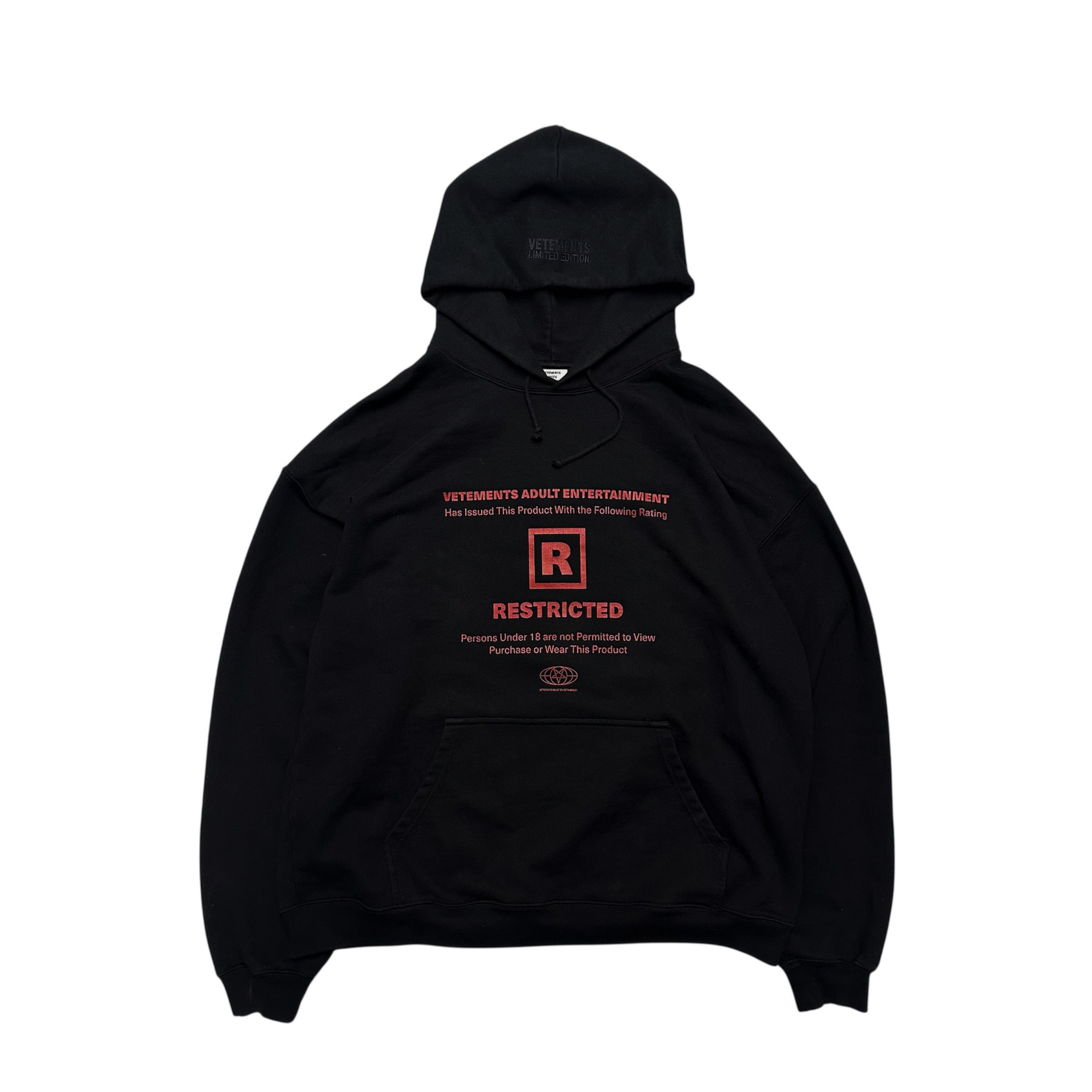 VETEMENTS RATED R RESTRICTED HOODIE