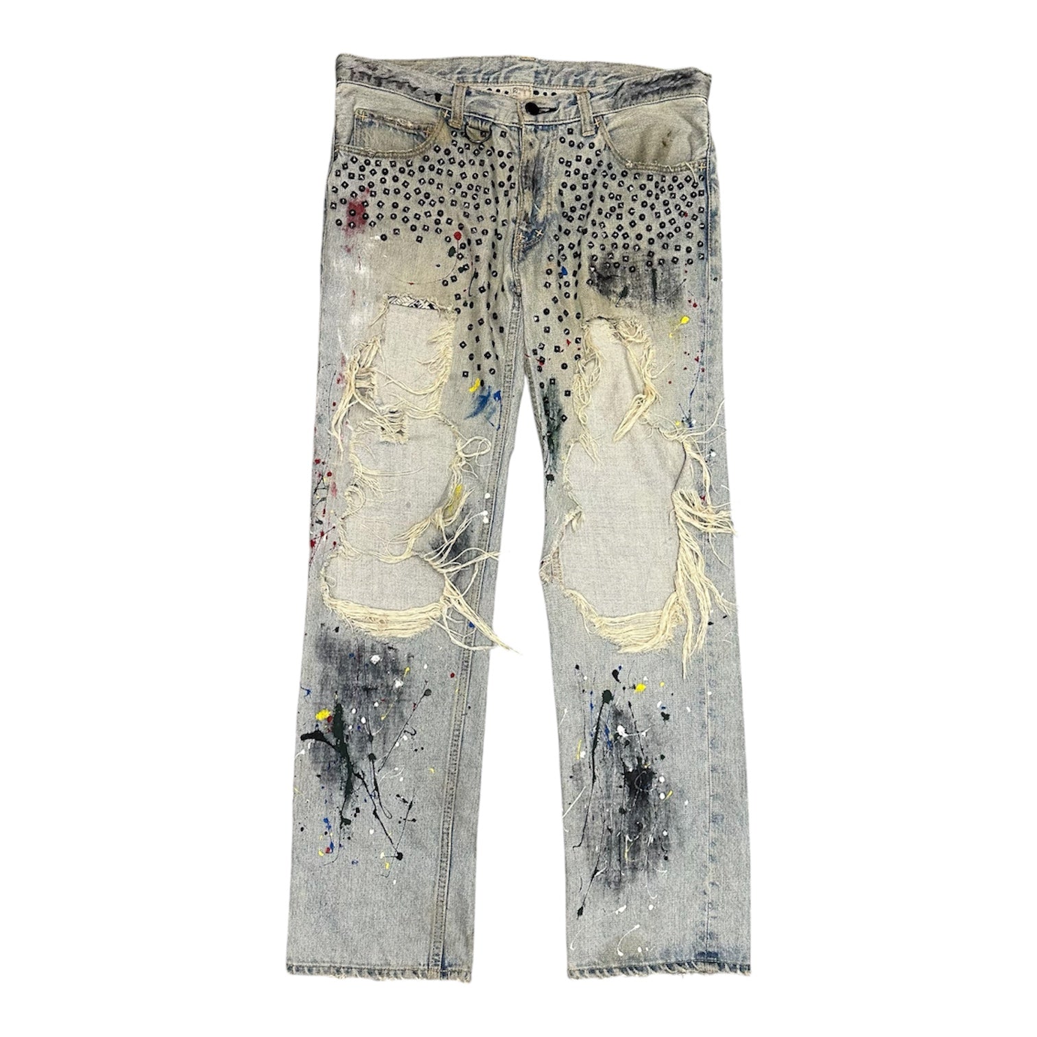 NUMBER (N)INE SPRING/SUMMER 06 "WELCOME TO THE SHADOW" STUDDED PAINTER DENIM.