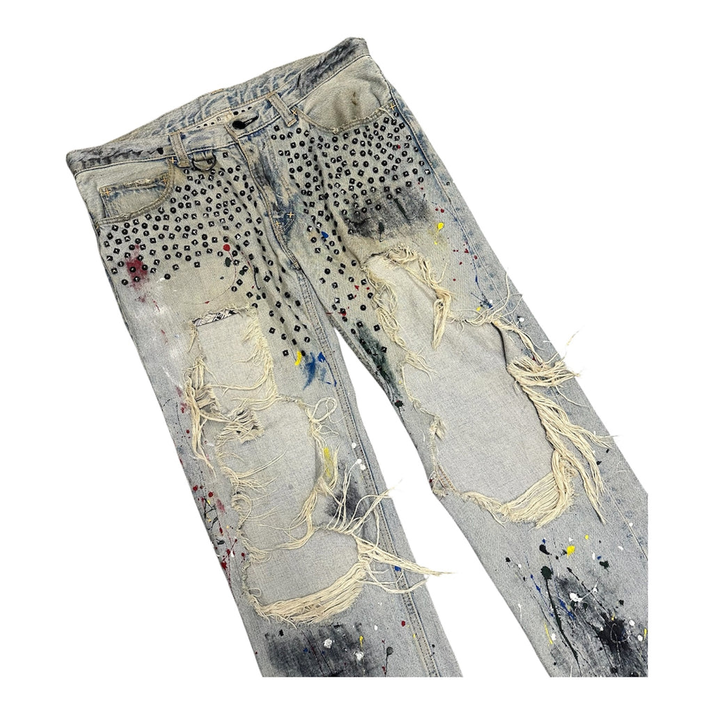 NUMBER (N)INE SPRING/SUMMER 06 "WELCOME TO THE SHADOW" STUDDED PAINTER DENIM.