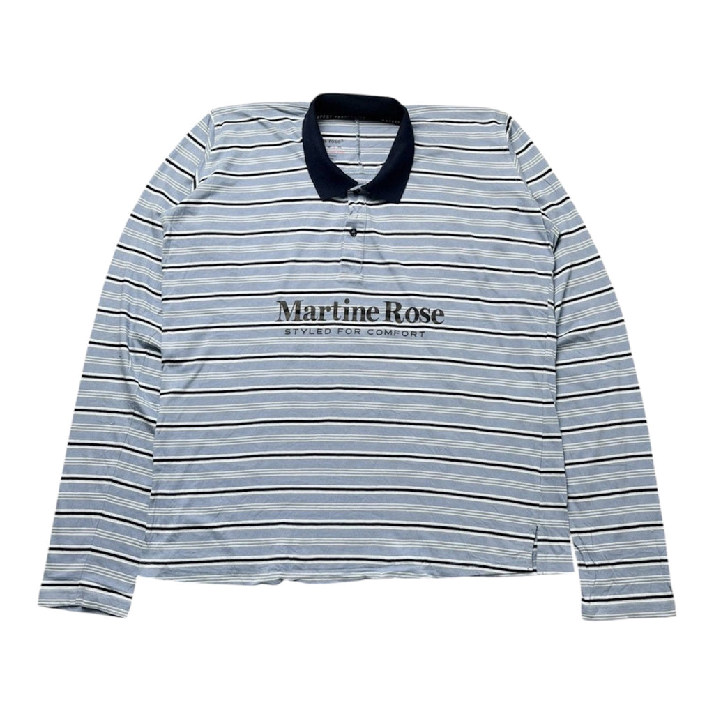 MARTINE ROSE STRIPED LONGSLEEVE POLO.