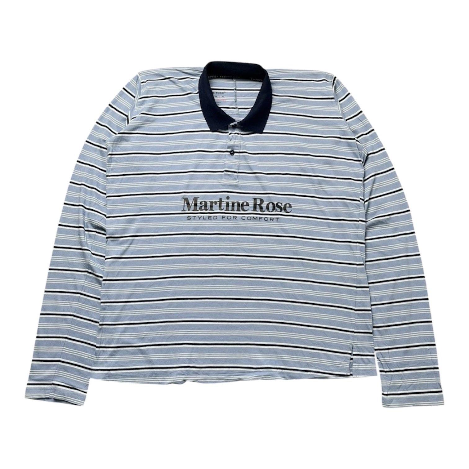 MARTINE ROSE STRIPED LONGSLEEVE POLO.