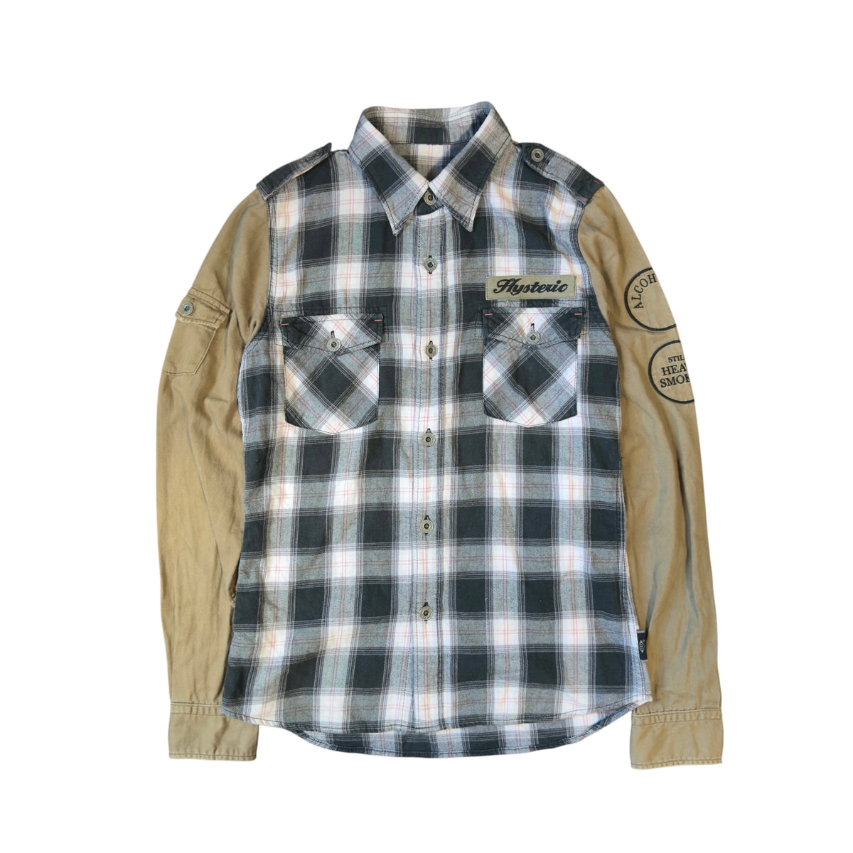 HYSTERIC GLAMOUR MILITARY PLAID FLANNEL.