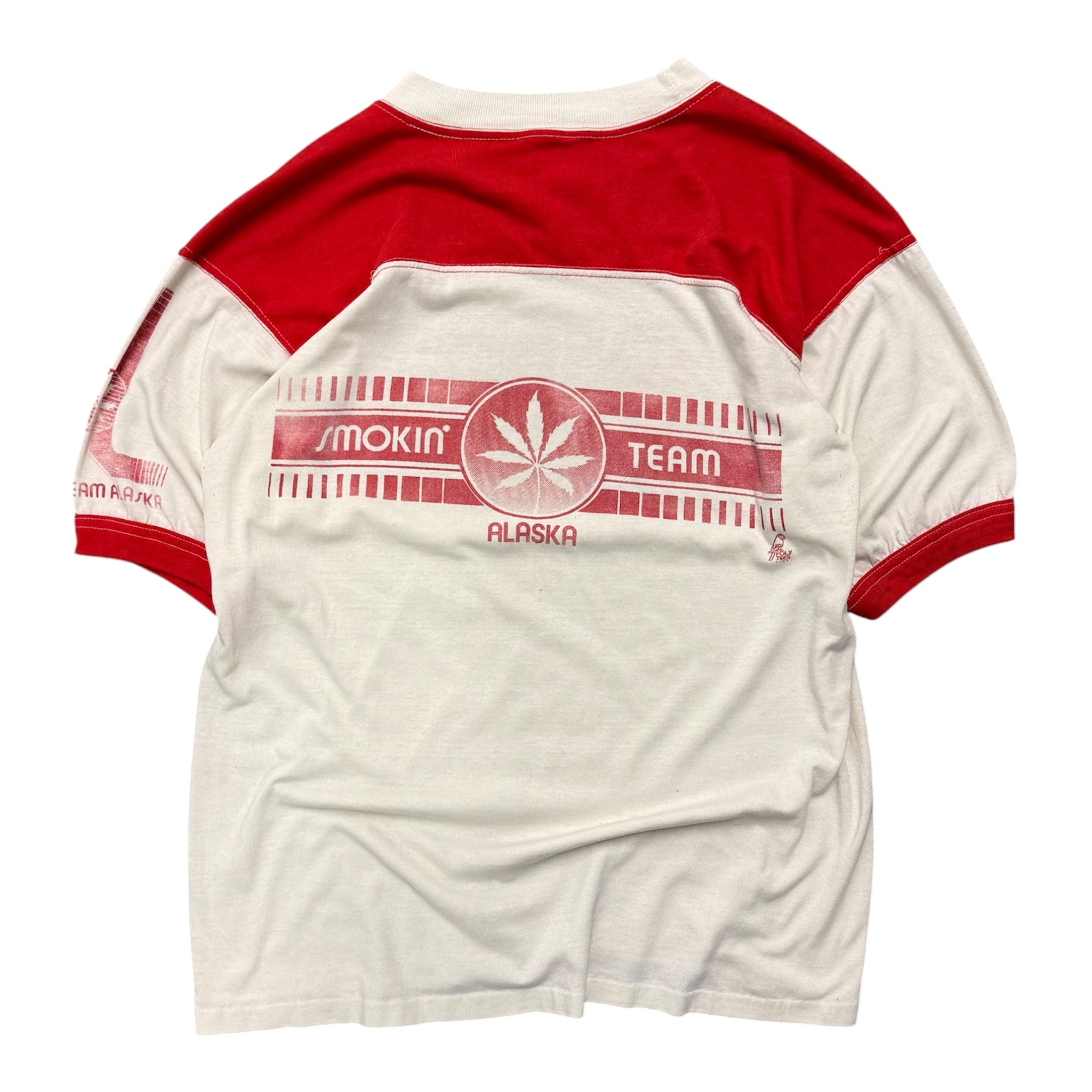 VINTAGE RED ALASKA SMOKING TEAM TEE.