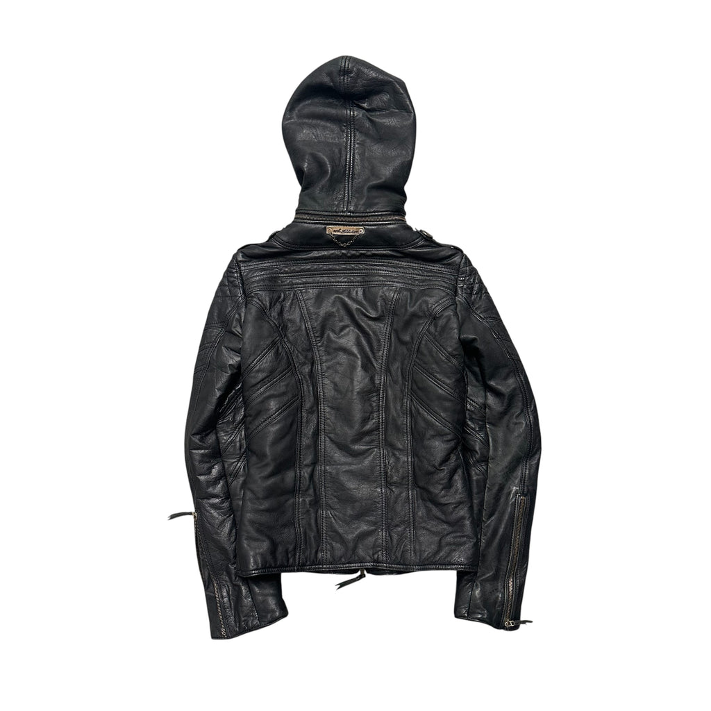 14TH ADDICTION LEATHER ZIP UP JACKET.