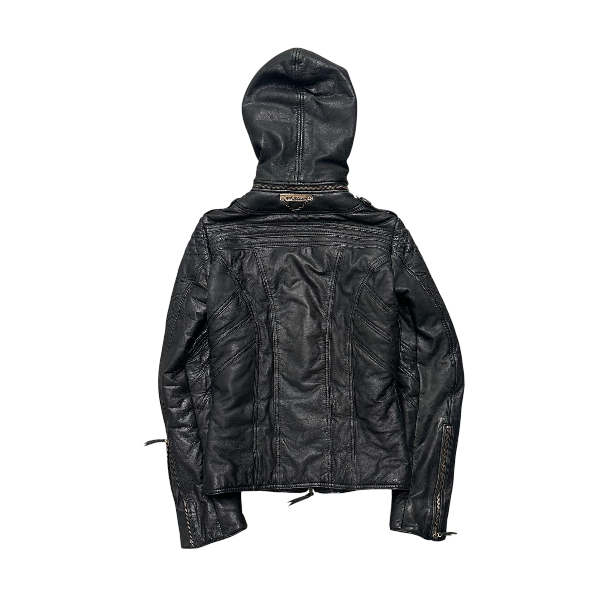 14TH ADDICTION LEATHER ZIP UP JACKET.
