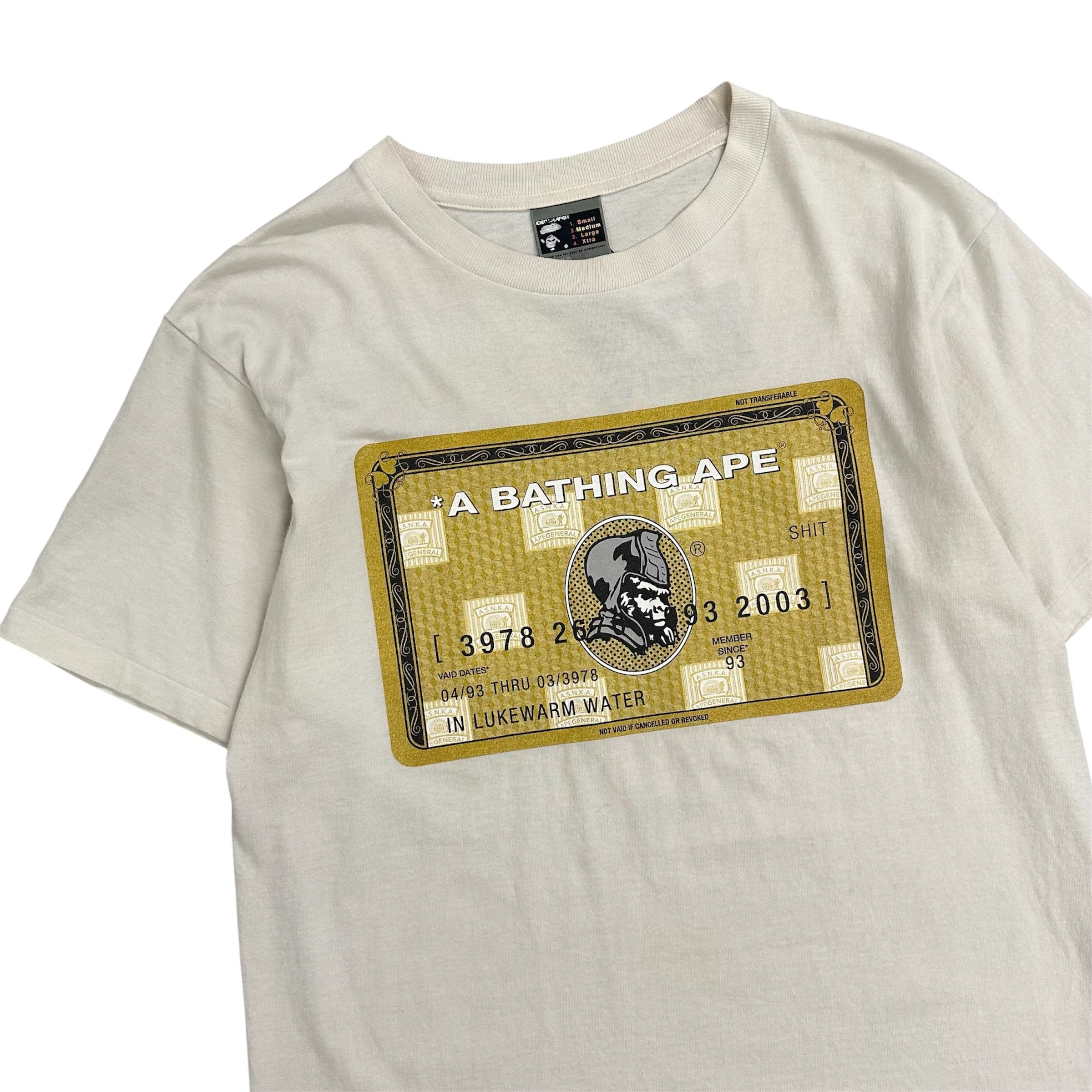 VINTAGE GOLD BAPE CREDIT CARD SHIRT.