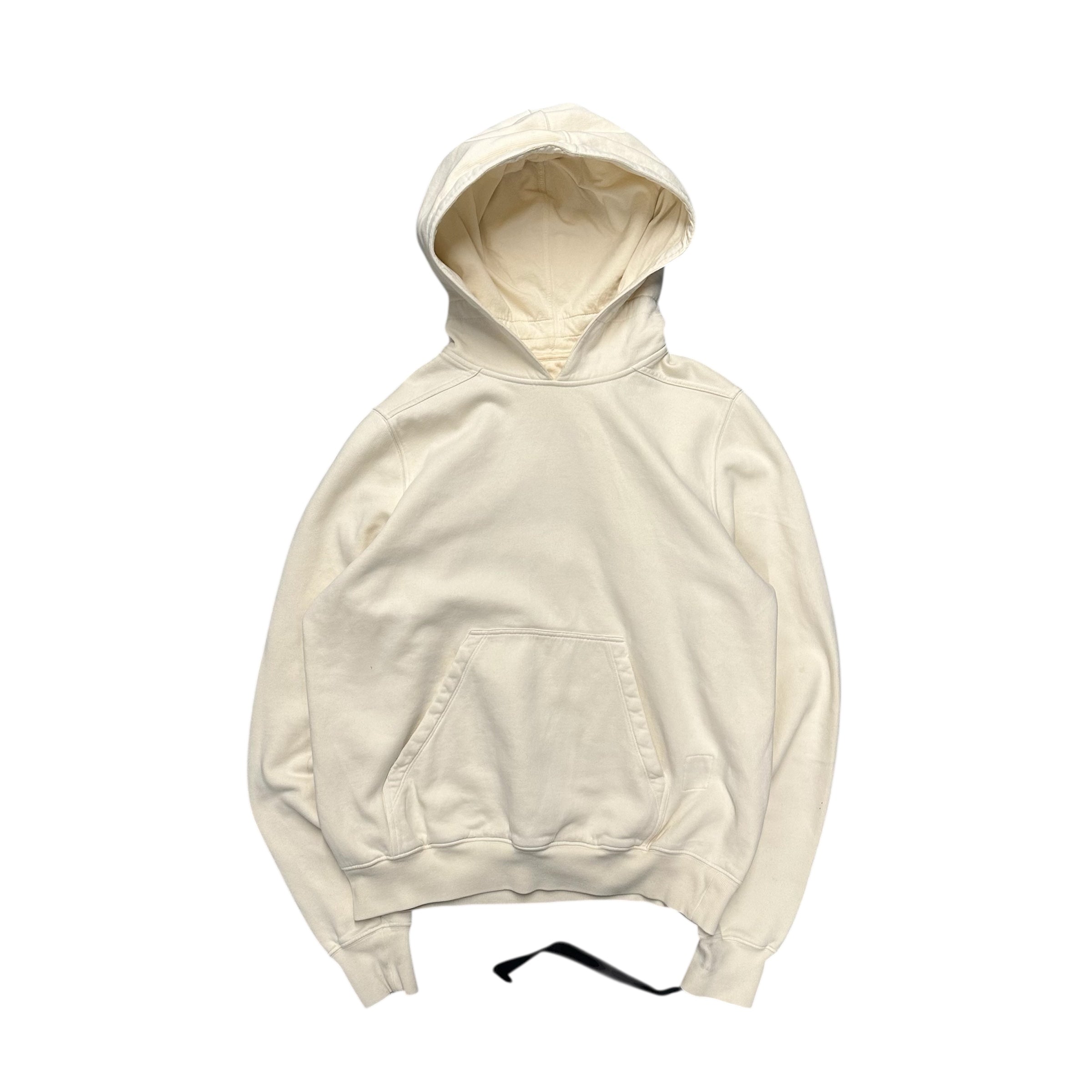 RICK OWENS REVERSED WHITE HOODIE.