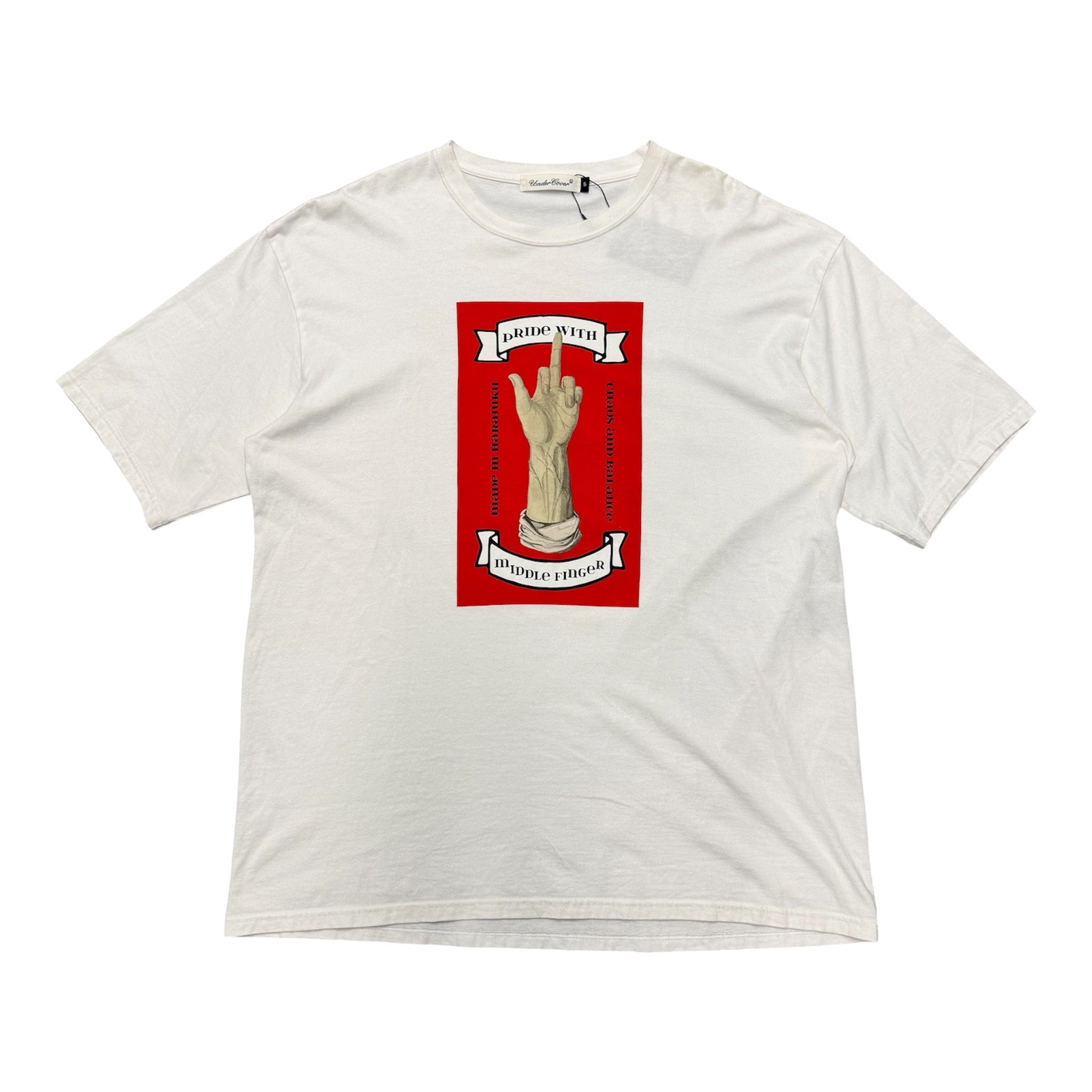 UNDERCOVER “PRIDE WITH MIDDLE FINGER” TEE.