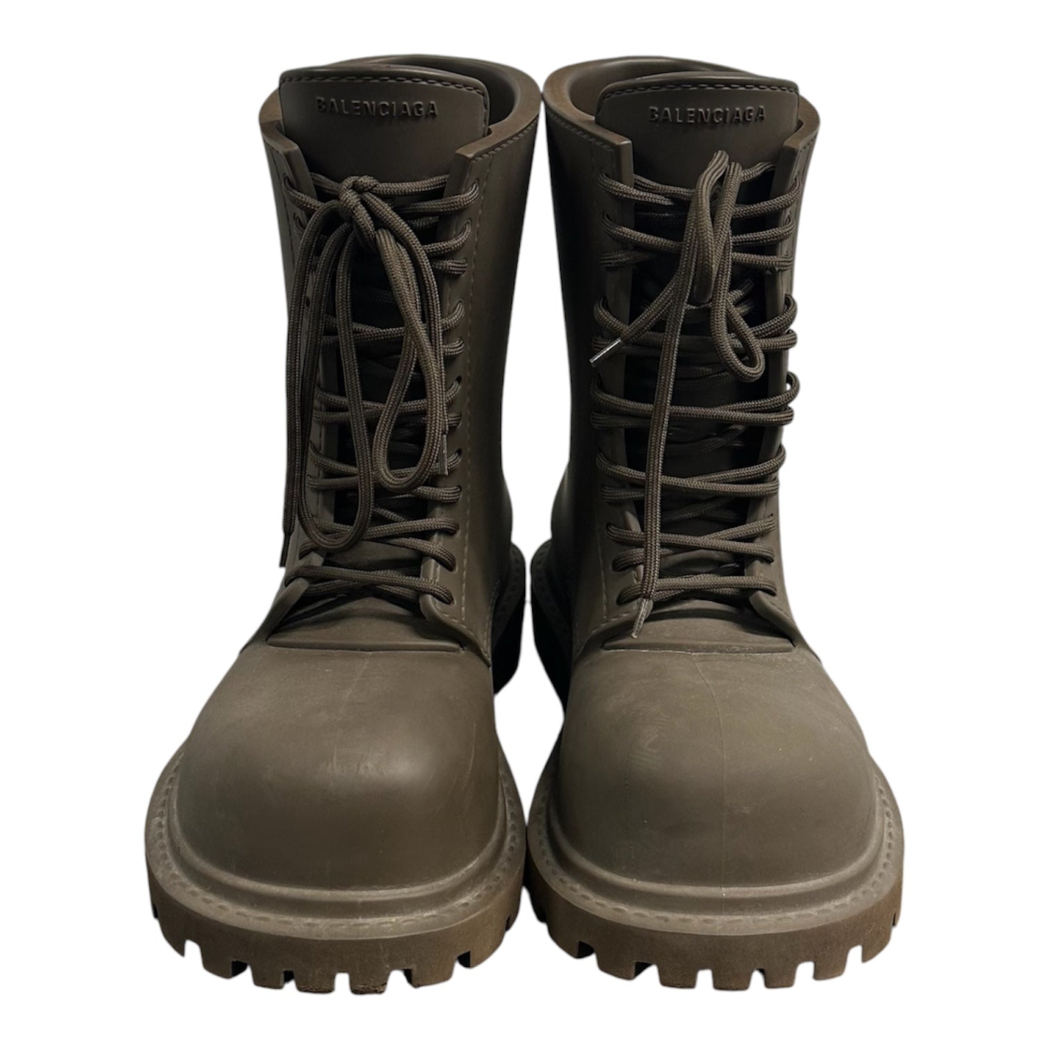 BALENCIAGA BROWN STEROID BOOTS.