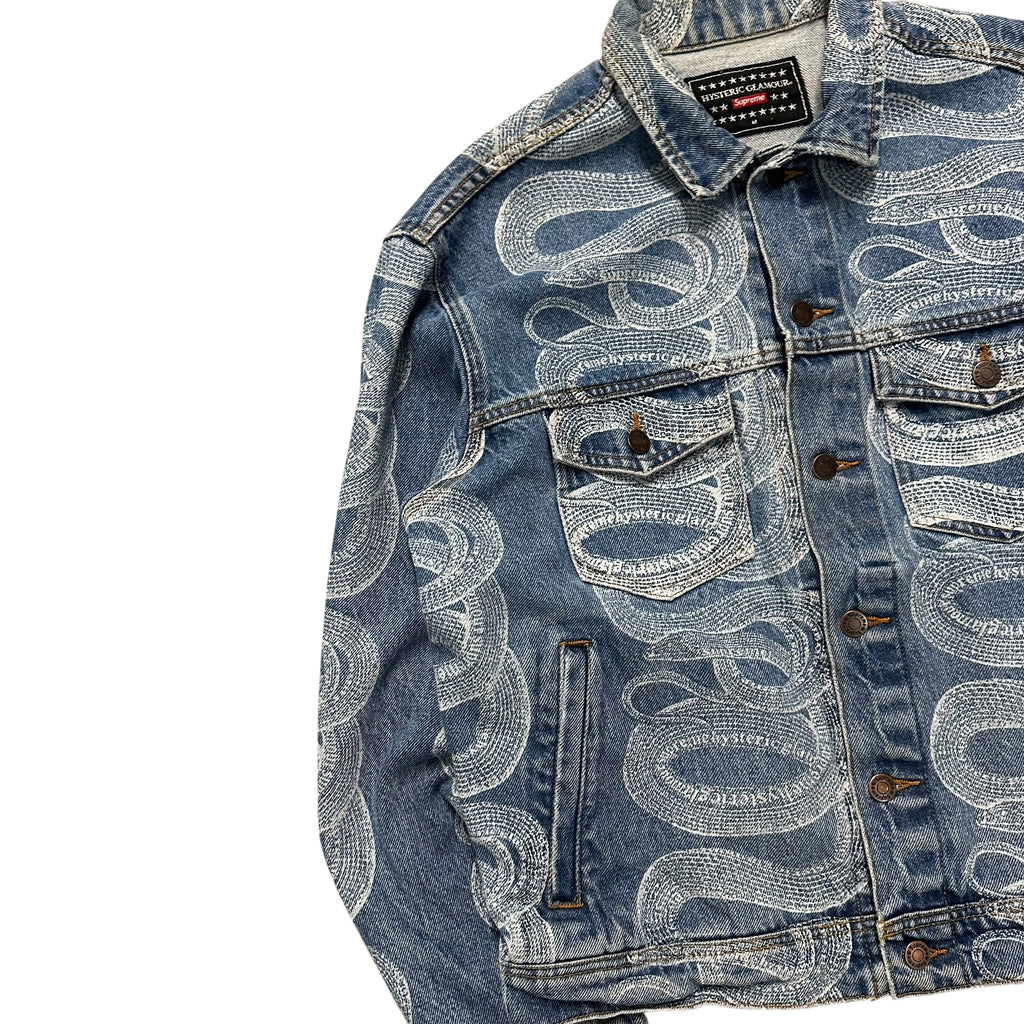 SUPREME X HYSTERIC GLAMOUR SNAKE DENIM JACKET.