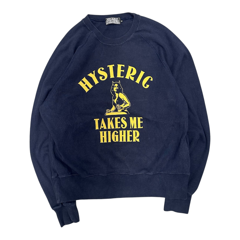 HYSTERIC GLAMOUR "TAKES ME HIGHER" NAVY SWEATER.